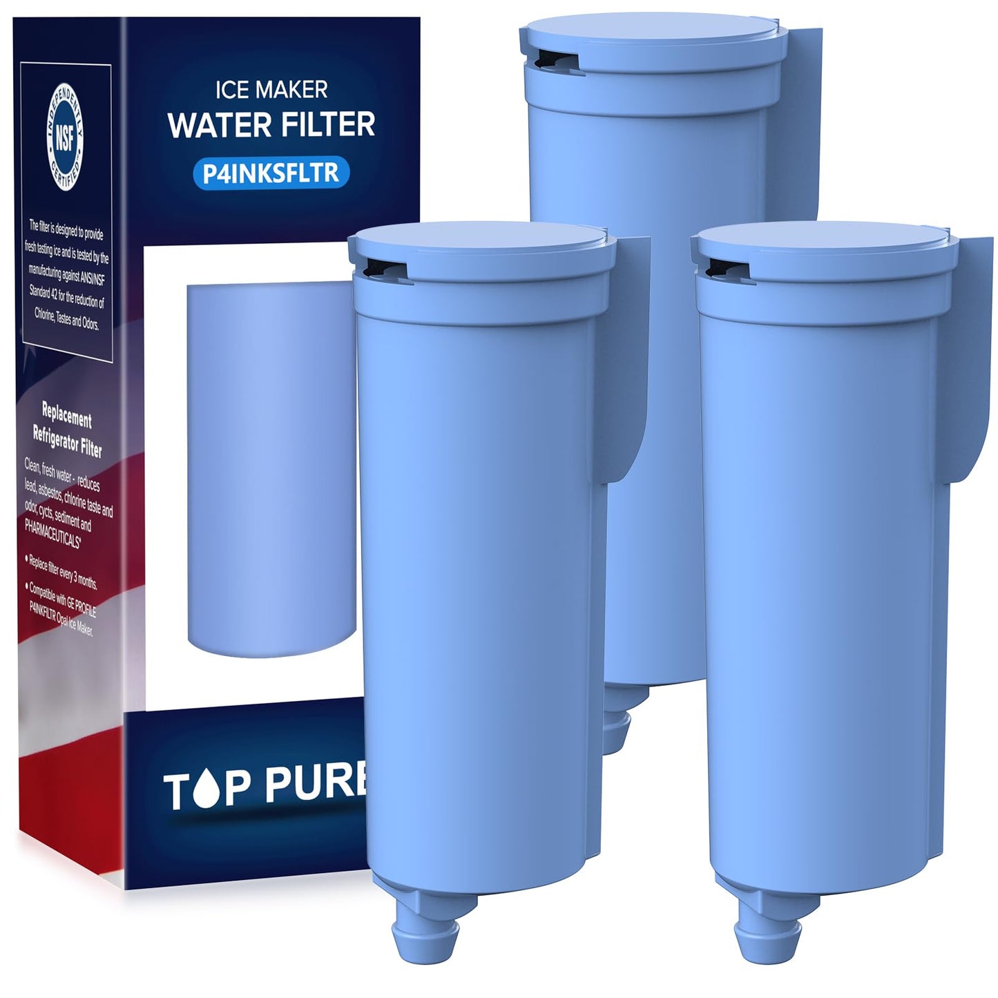 P4INKSFLTR Replacement for GE Profile Opal Scale Inhibiting Filter, Compatible with GE Profile Opal Nugget Ice Maker (3 Pack)