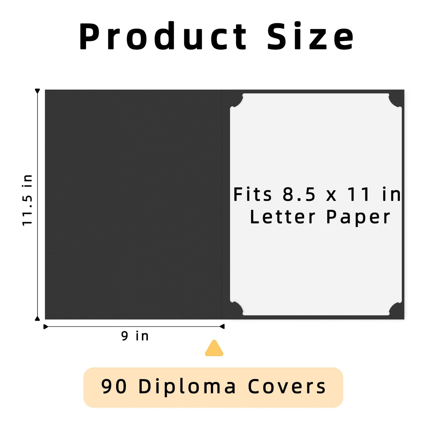 HAUTOCO 90 Pcs Certificate Holders, Black Diploma Folders Document Covers with Gold Foil Border for Letter Size 8.5x11 Cardstock, Award, Graduation