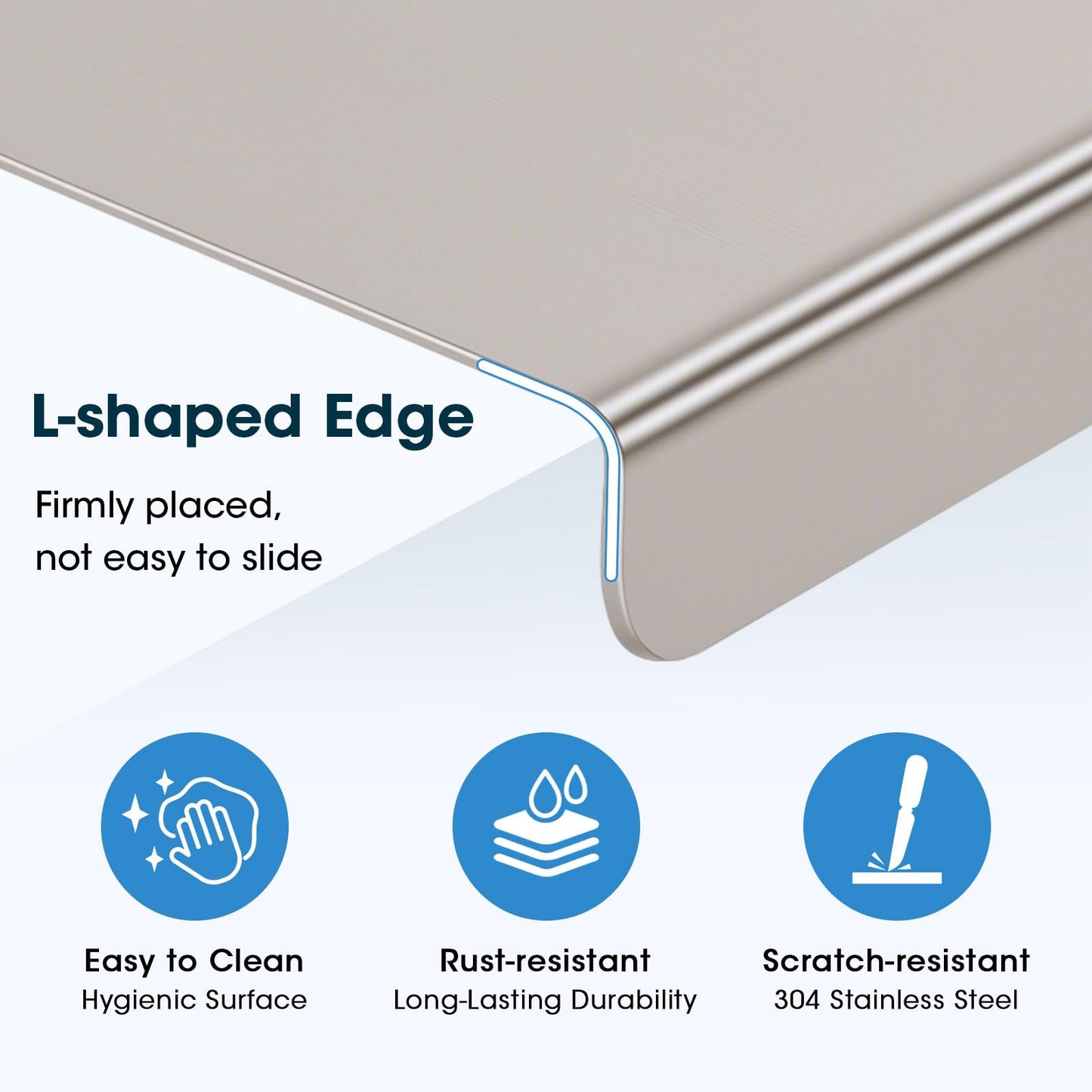 JVGTH 304 Stainless Steel Cutting Boards for Kitchen,Non-Slip,Dishwasher Safe -Ideal for Meat, Vegetables, Fruits, Bread & Baking,Large-sized Cutting Boards (23.6" x 15.7")