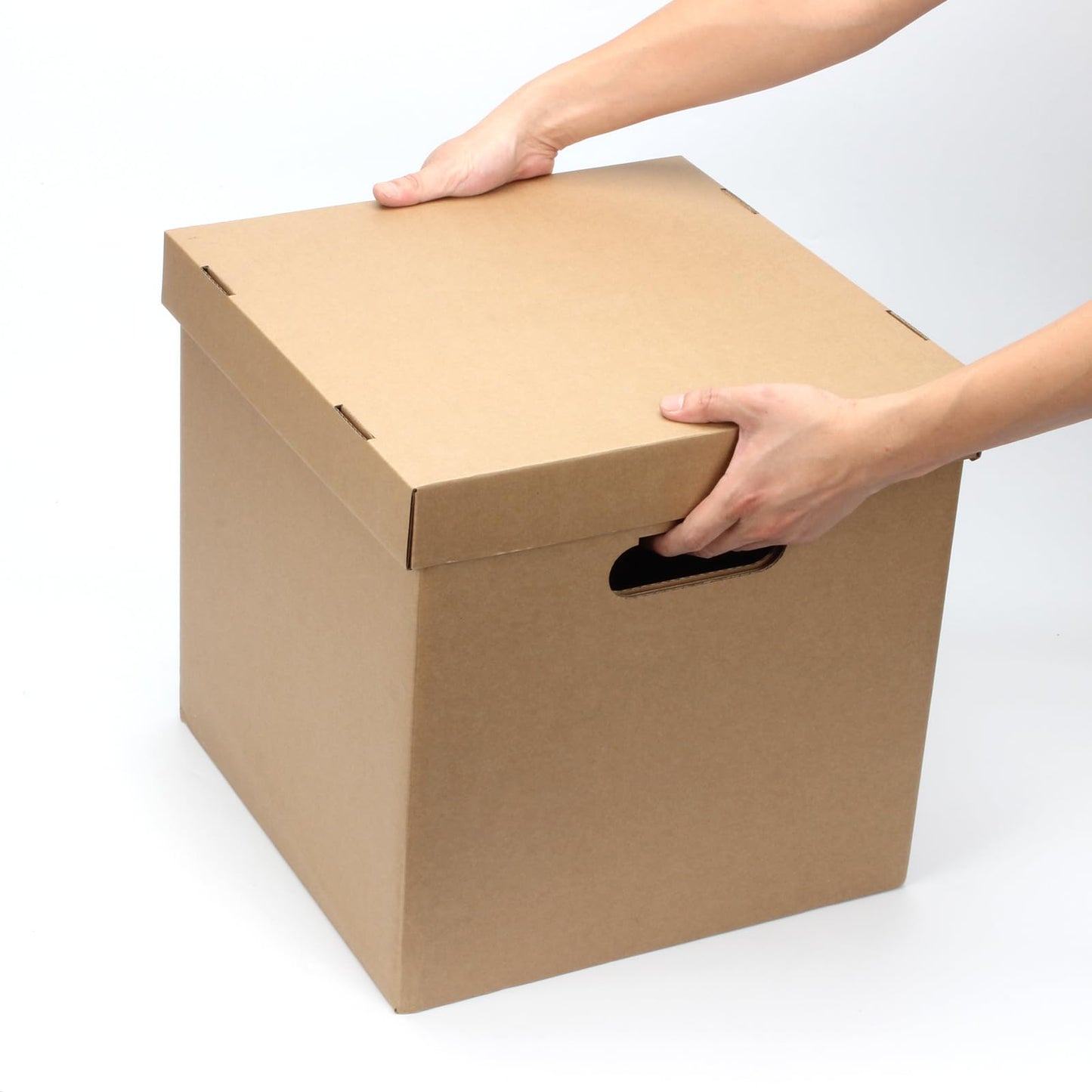 DIICCYO 5 Pcs 12'' Cardboard Vinyl Record Storage Box, Moving Box with Double Thickness Handles and Lids Record Album Storage Crate, Cardboard Crate for Album Vinyl Storage