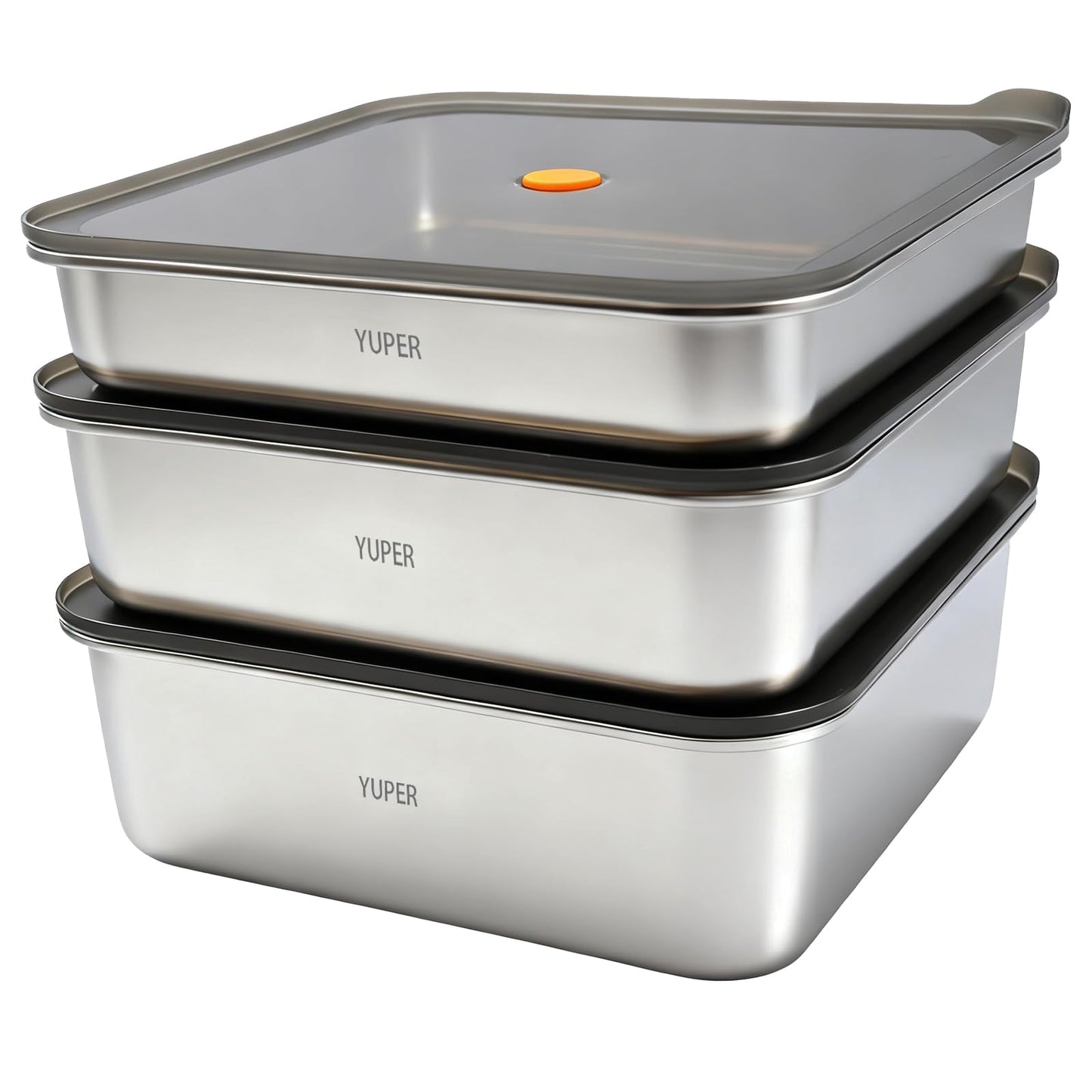 YUPER Stainless Steel Food Storage Containers, Large Meal Prep Container Sets with Lids, BPA Free, Leak Proof & Airtight, Microwave, Dishwasher, Fridge, Freezer & Oven Safe, 3 Pack (84+125+162OZ)