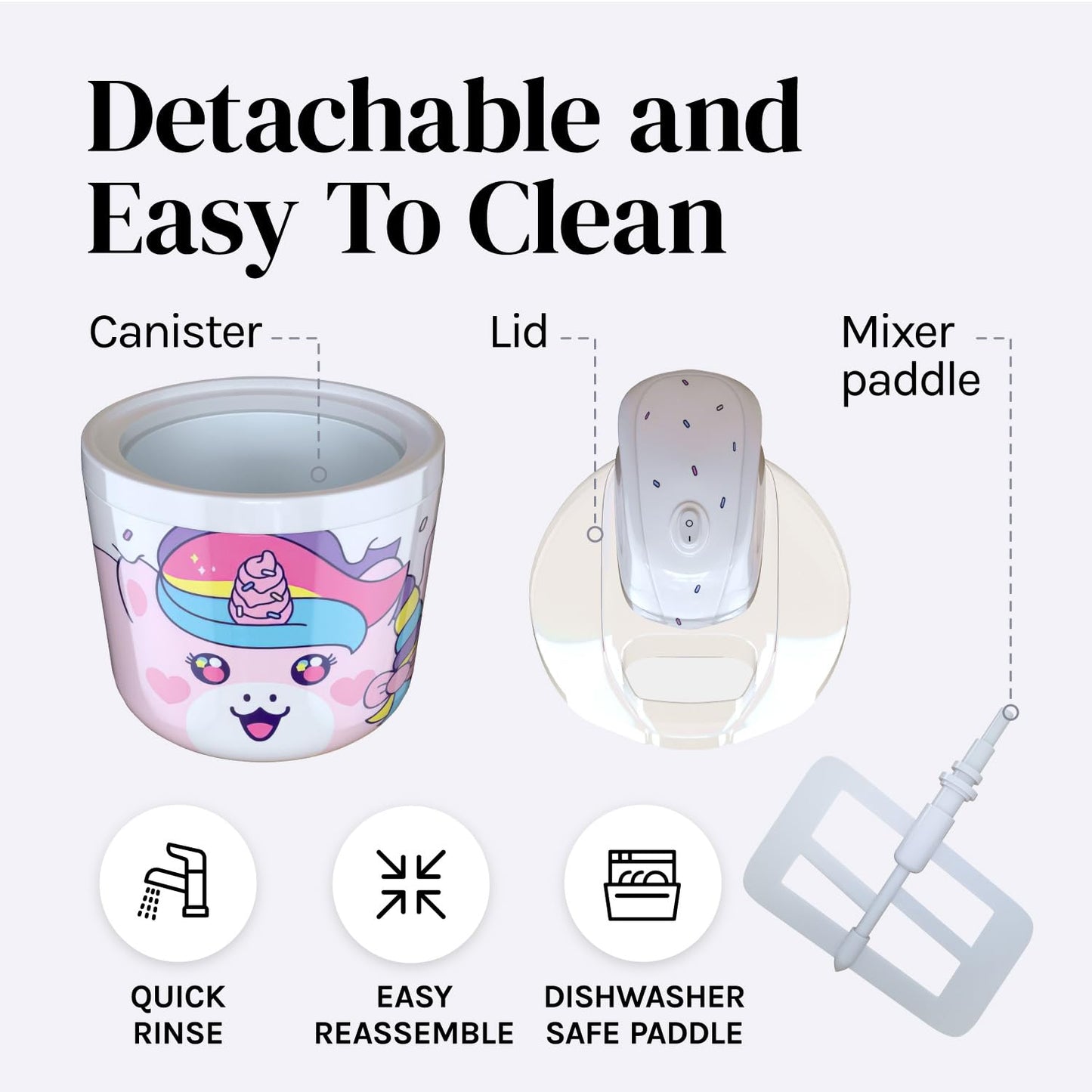 Cooler Concepts 1.2 Qt Unicorn Electric Ice Cream Maker for Kids - Best Countertop Ice Cream Machine for Homemade Soft Serve, Sorbet, Gelato, Frozen Yogurt - Fun Desserts for Families, Easy to Clean