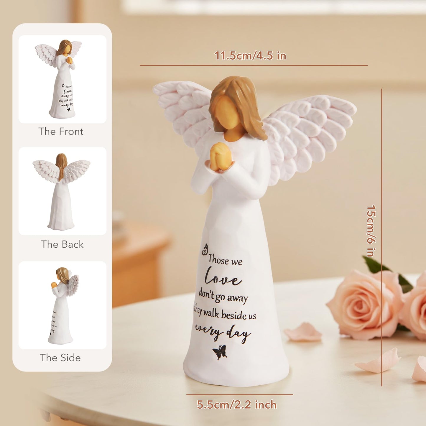 Yeegook Sympathy Gifts for Loss of Loved One, 6" Handcrafted Memorial Angel Figurine, Memorial Gifts for Loss of Mom Dad, Condolences Bereavement Remembrance in Memory of Loved One Gift