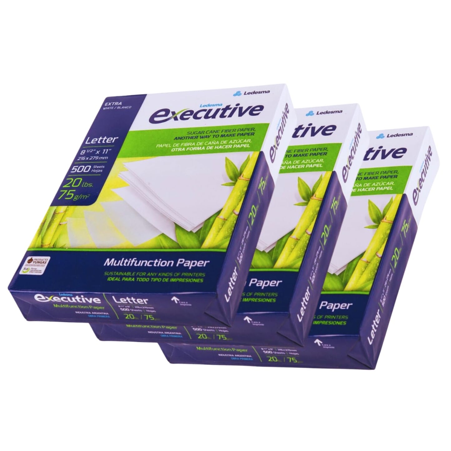 Sugarcane Fiber Copy Printer Paper - Size 8.5” x 11”, 20lb, Multipurpose, 92 Bright White Paper, Sustainable Solution, Ideal for All Office & Photocopy Printers & Designs (3 Reams - 1500 Sheets)