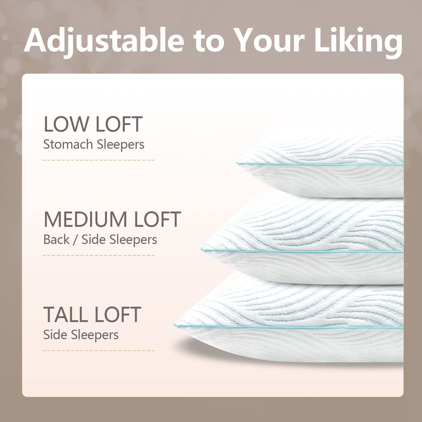 Smilereve Pillows King Size Set of 2 Cooling Memory Foam Pillows for Sleeping Adjustable Medium Firm Back and Side Sleeper