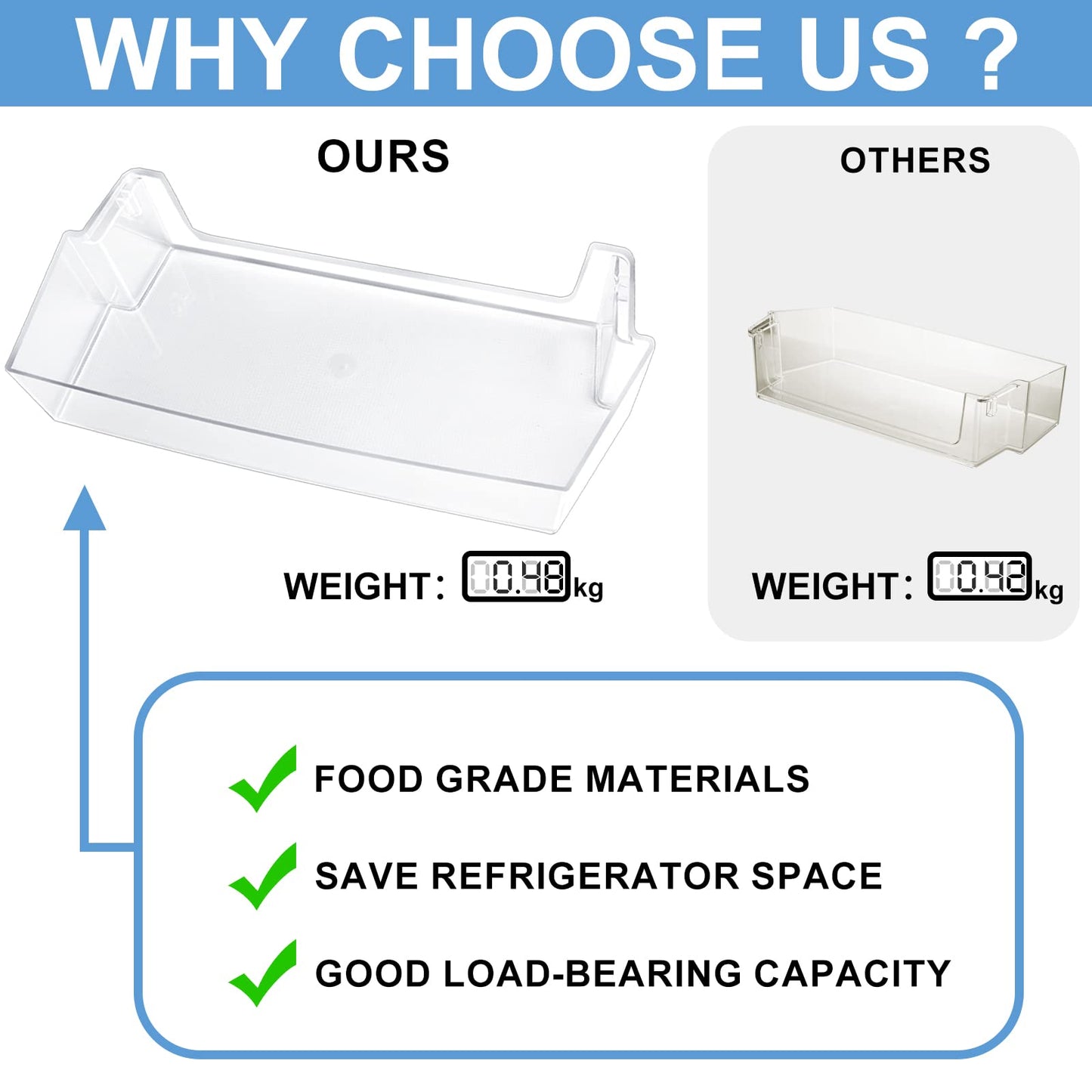 Sikawai 2 Pack W11239961 W10900538 Door Shelf Bin Replacement - Fit for Whirlpool Refrigerator WRS311SDH//WRS325SDH/WRS321SDH Replaces 4591452 W10900538 AP6333410 PS12578777 EAP12578777