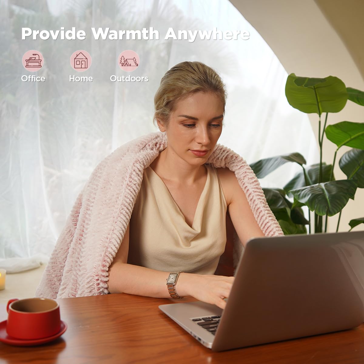 Templewet Heated Blanket Electric Blanket 50" x 60" - Cozy Soft Heated Throw with 5 Heating Levels & 3 Hours Auto Off,Machine Washable,ETL & FCC Certification(Frosty Pink)