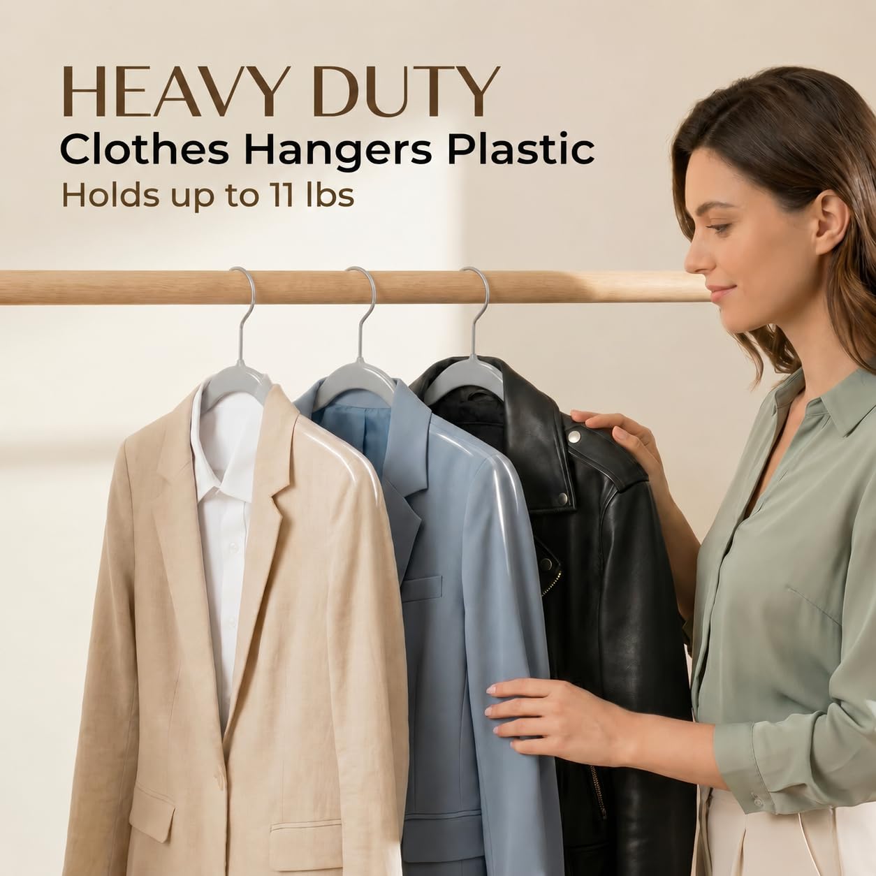 SMARTOR Plastic Hangers 50 Pack, Thin Hangers with 360° Swivel Hook, Non-Velvet Hanger Heavy Duty Clothes Holders for Closet - Durable Adult Hanger, Space Saving Hangars - Gray