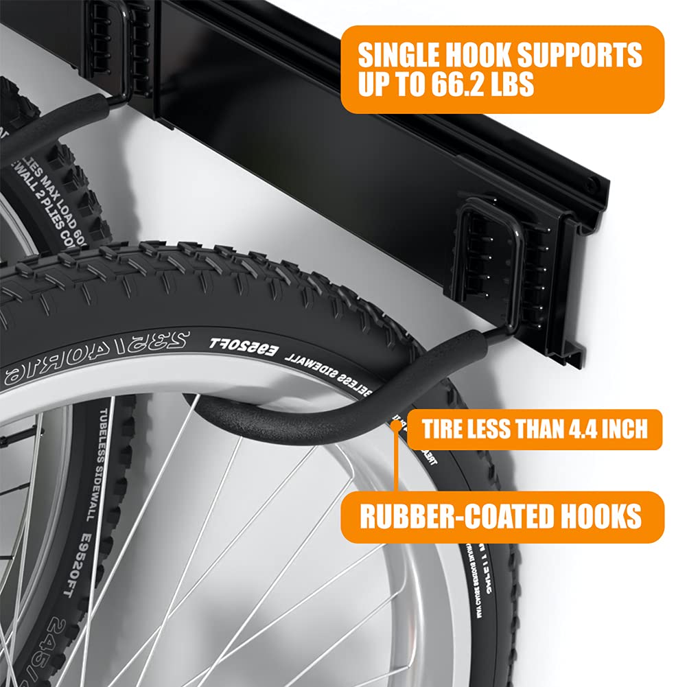 TORACK Bike Storage Rack, 6 Bike Rack Wall Mount Home and Garage Organizer, Vertical Bicycles Hanger Hooks for Indoor Space Saving