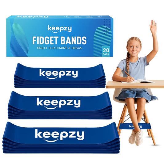 20 Pack Chair Bands, Anti Slip Chair Bands for Kids with Fidgety Feet, ADHD Chair Bands for Classroom, Desk bands for Student Desks, Sensory Chair Rubber Bands (Blue, 20 Pack)