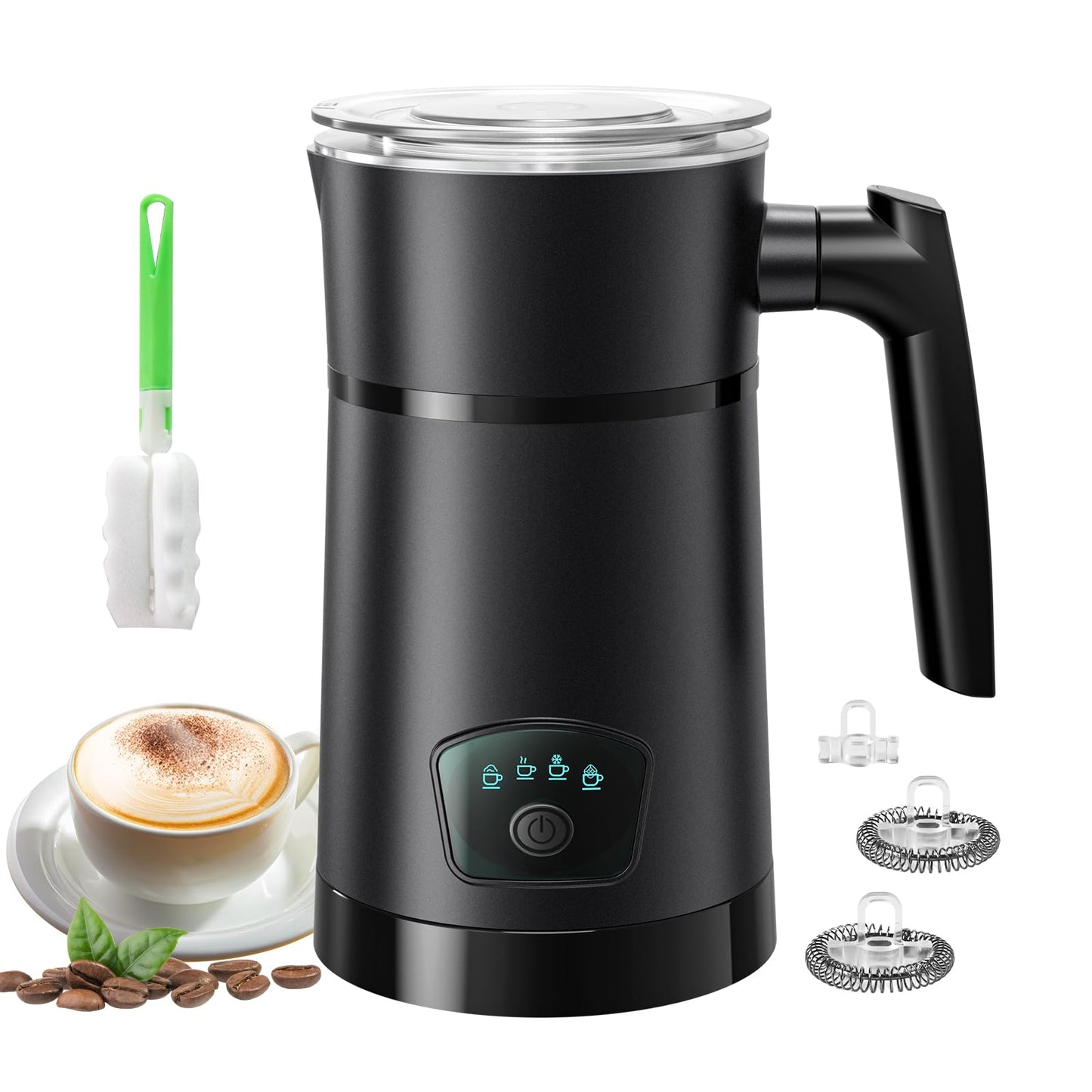 AGORVIO Milk Frother, 4-in-1 Electric Milk Steamer, Warm and Cold Foam Maker, 1 min Fast Frothing, 11.8 oz/350 ml Milk Warmer, Frother for Coffee Latte, Cappuccino, Macchiato, Auto Shut-Off