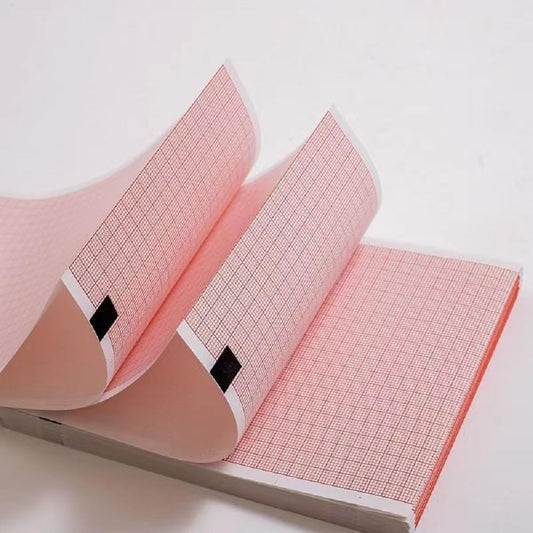 2 Packs EKG Paper for Mortara ELI 250, ELI 350 Machines, Mortara 9100-026-50 Compatible, Each Pack 8.5 x 11 inch x 200 Sheets, Cued with Header, Red Grid Z Fold ECG Paper