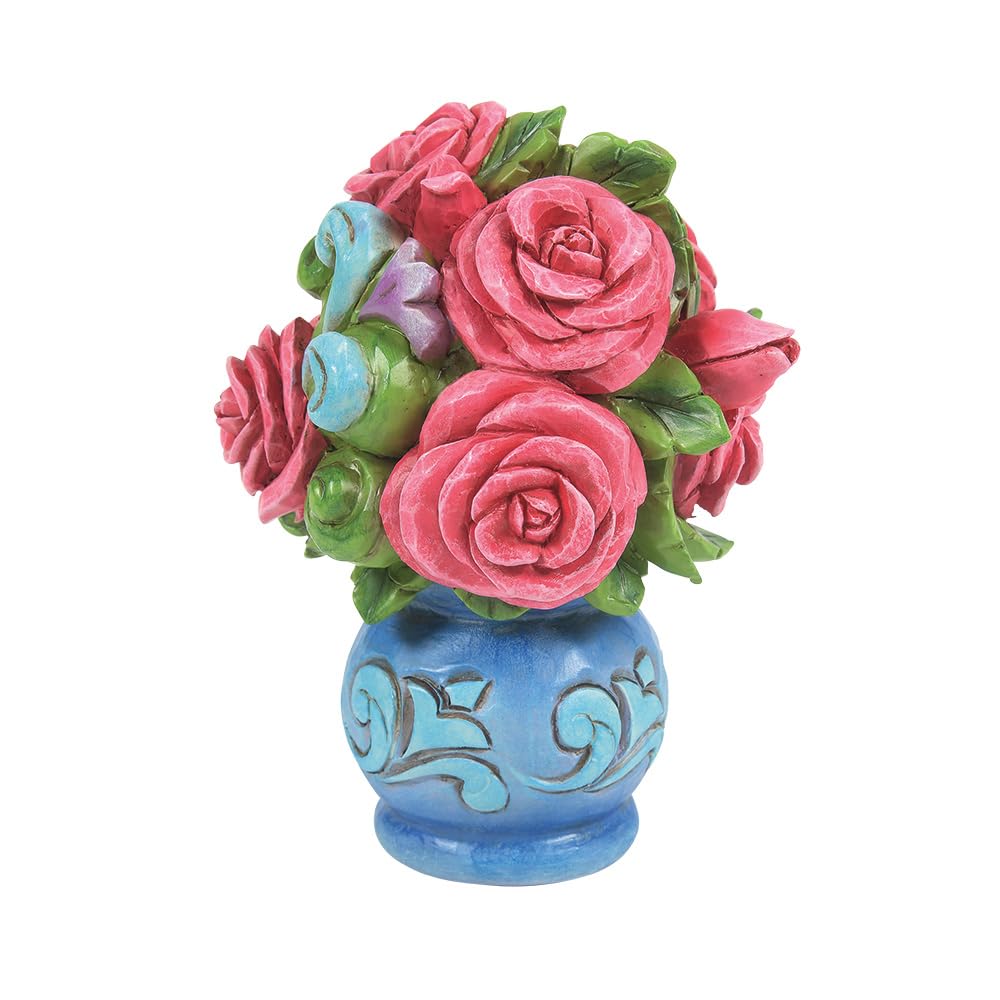 Enesco Jim Shore Heartwood Creek Bouquet of Flowers Miniature Figurine- Stone Resin Hand Crafted Collectible Mini Figurines Home Decor Statue, 3.75 Inch