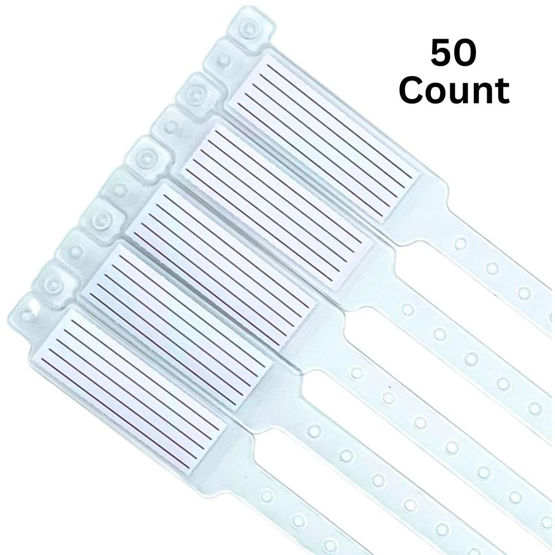 Clear, 50 Count, Safety ID Wristbands with Paper Inserts, ID Bands for Events, Parks, Field Trips, Airport, Travel, Sporting Events, Kids and Adults Identification Bracelets (Clear Multipack)
