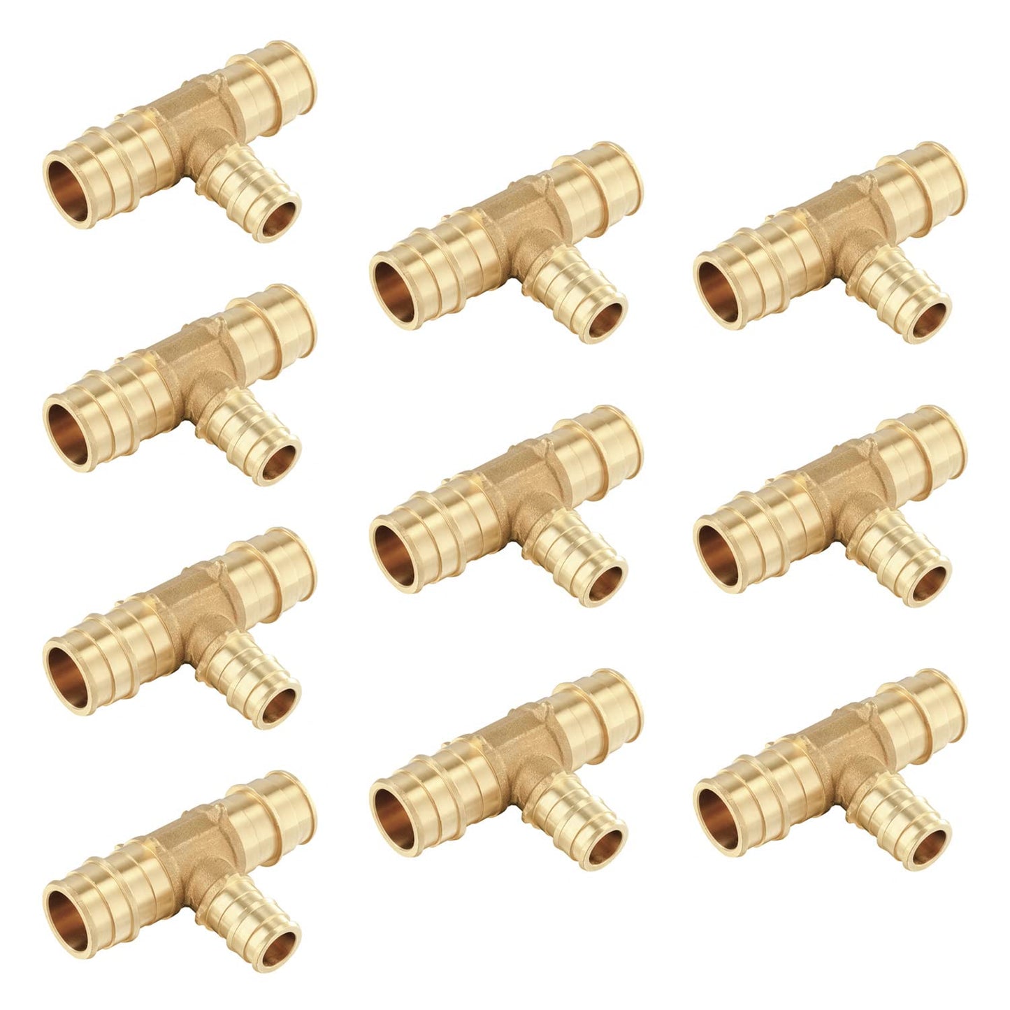 (Pack of 10) EFIELD Pex A Full Flow Expansion Brass Fittings 3/4"x 3/4"x 1/2" Reducing Tee ONLY For Pex-A Tubing Connection, ASTM F1960,(PEX1960120)