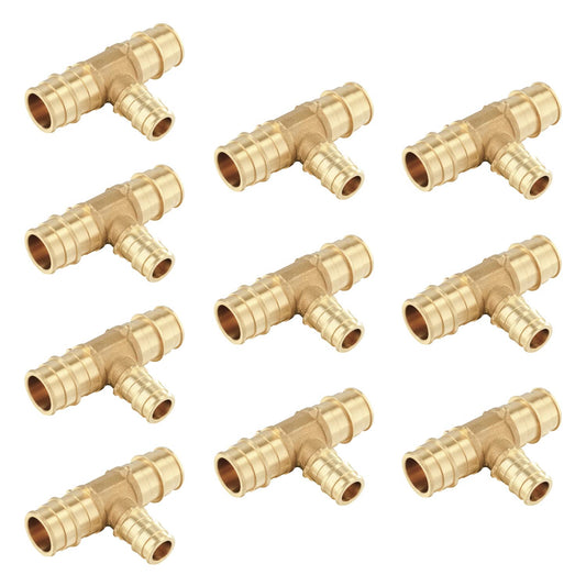 (Pack of 10) EFIELD Pex A Full Flow Expansion Brass Fittings 3/4"x 3/4"x 1/2" Reducing Tee ONLY For Pex-A Tubing Connection, ASTM F1960,(PEX1960120)