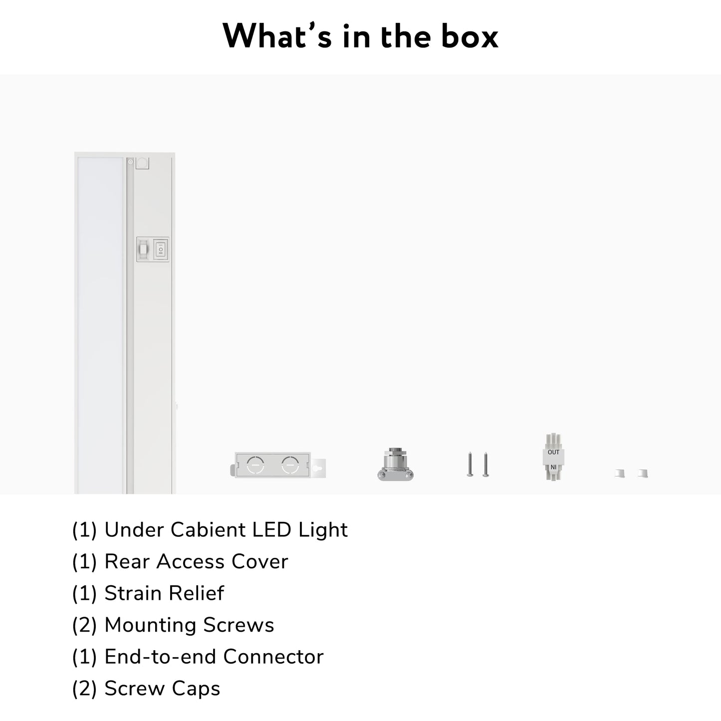 LAGOM Halo Under Cabinet Light, 30‑Inch Hardwired Dimmable LED, 2700K/4000K/5000K, Power Cord Sold Separately, White, UC0130WH27