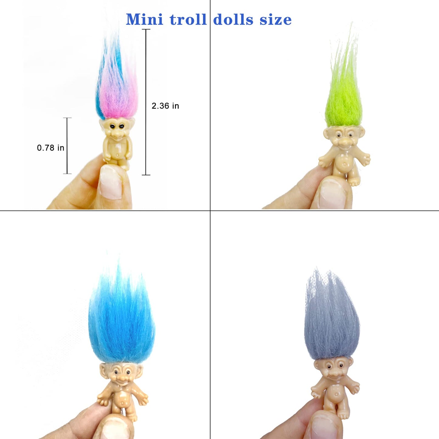 100PCS Mini Troll Dolls, PVC Vintage Troll Doll Mini Action Figures 1.2" Cake Toppers Chromatic Adorable Cute Little Guys Collection, School Project, Arts Crafts, Party Favors
