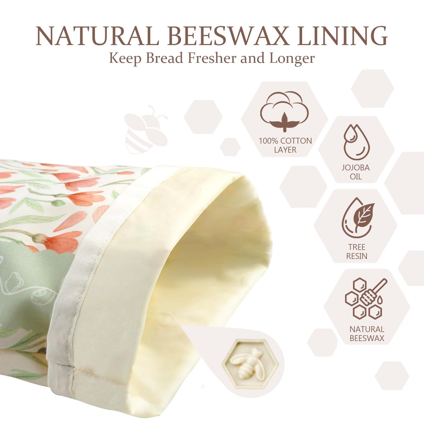 Beeswax Sourdough Bread Bags for Homemade Bread, 2 Packs XL Reusable Organic Beeswax Linen Cotton Sourdough Bag, Keep Loaves Fresh Longer, Homesteading Essentials