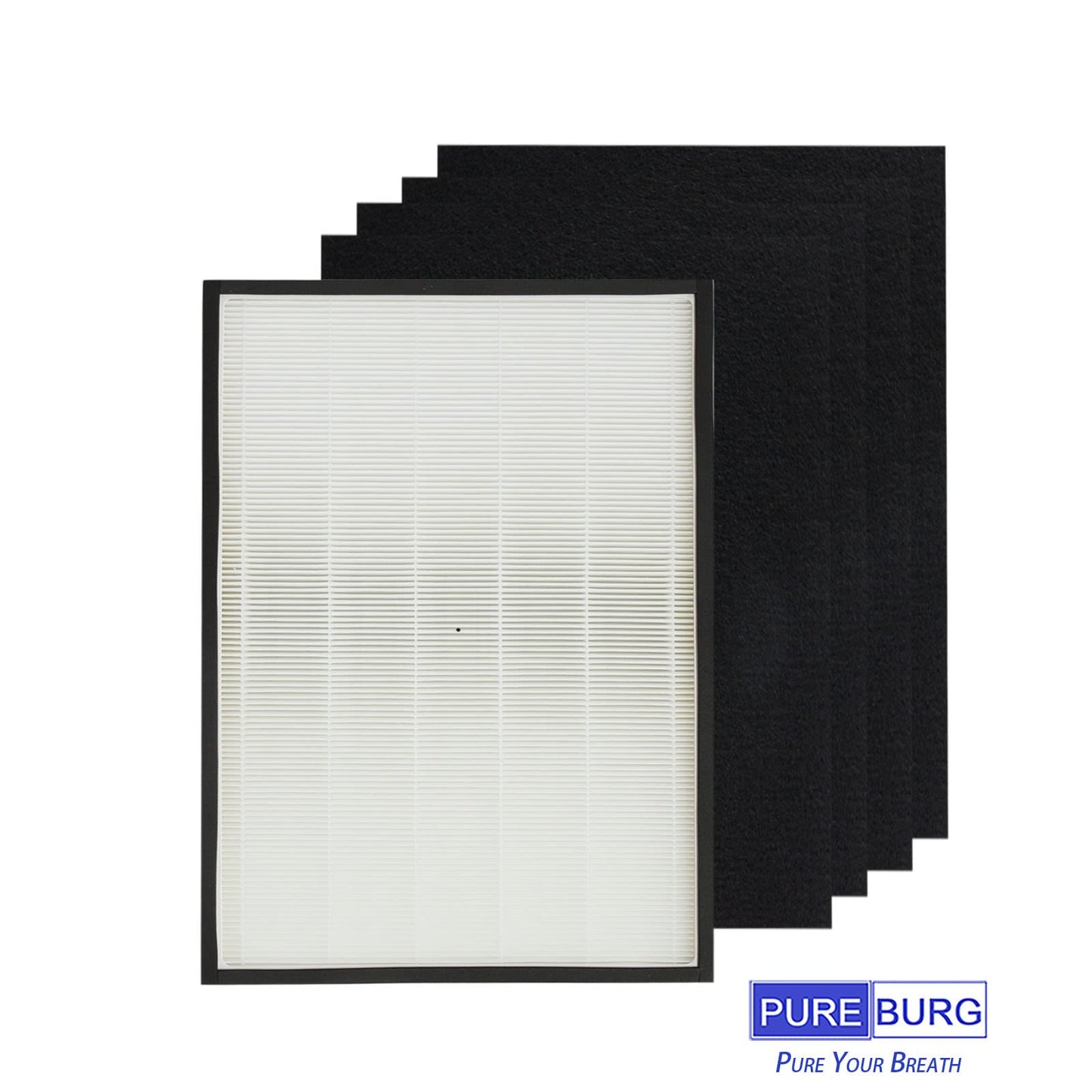 PUREBURG 83195 Replacement Filter Compatible with Kenmore 83254 83396 85254 F-K3 Air Purifiers, H13 HEPA Activated Carbon Pre-Filters x 4 Air Clean Dust VOCs