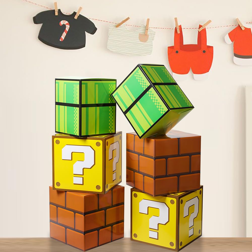 SUYEPER 6PCS Big Party Boxes For Birthday Party Question Brick Pipe Box For Party Game Party Favor Props Boxes (11.8 x 11.8 Inch)