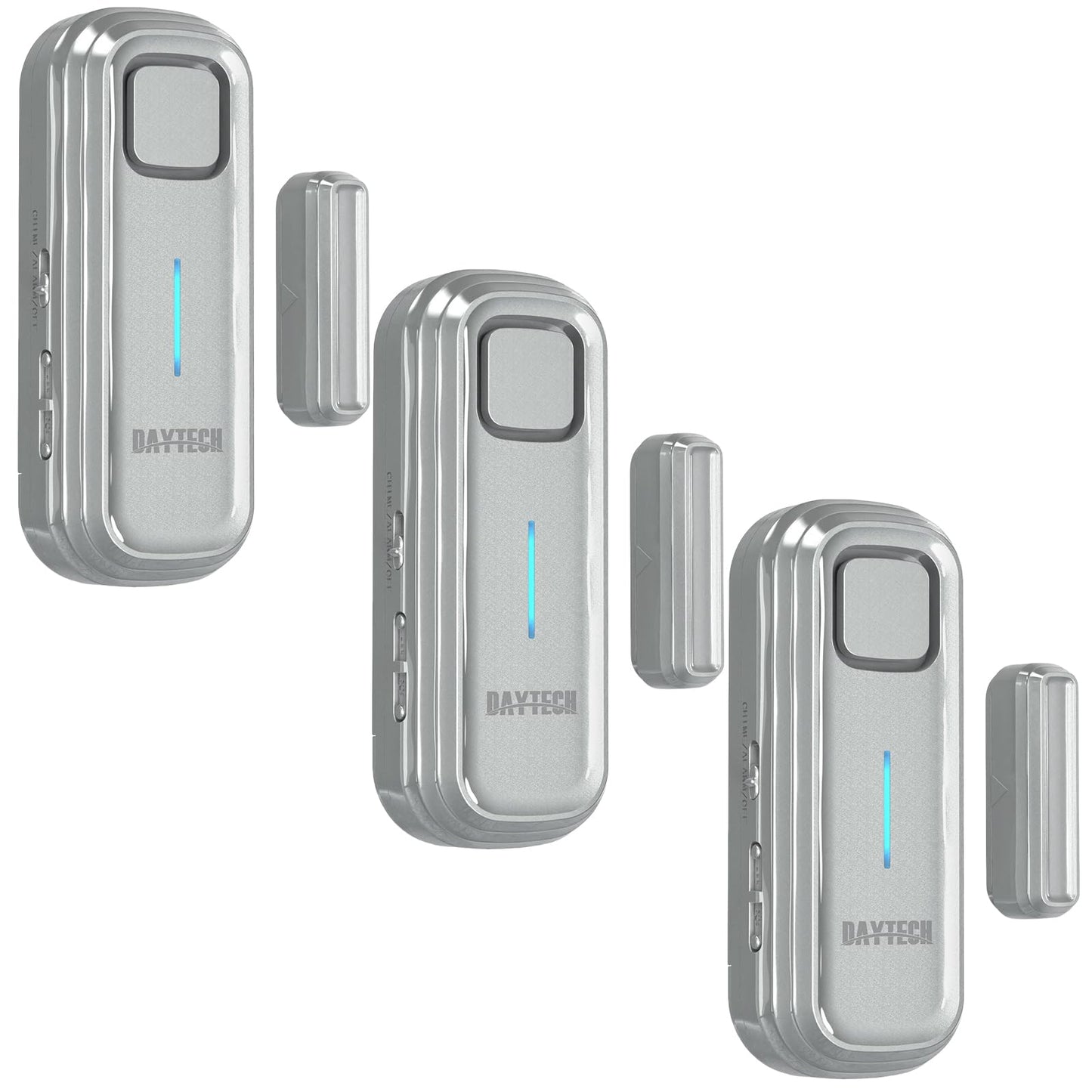 Daytech Refrigerator & Freezer Door Alarm - 1-4 Minute Adjustable Delay, 0-120dB Alarm, 3-Pack for Home, Supermarket & Business (Grey)
