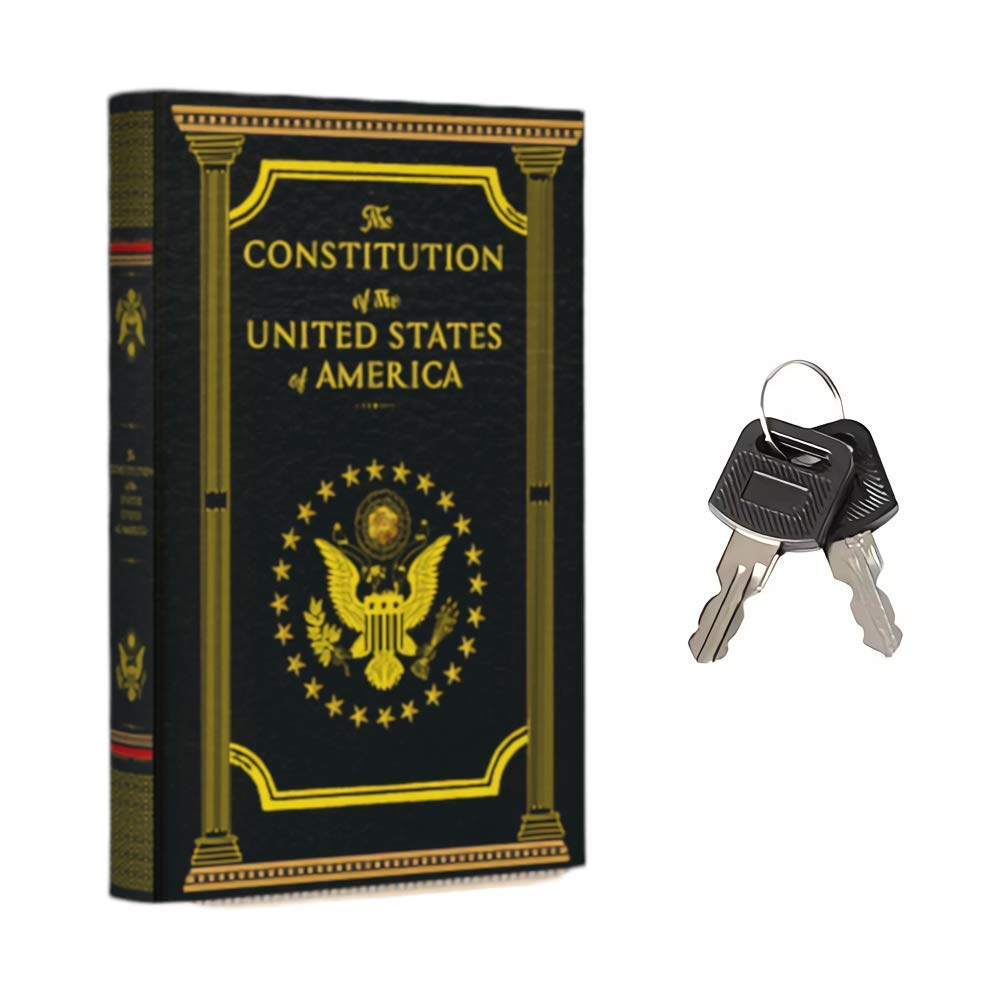 Fake Book Box - Small Safe Box with Key Lock - Hidden Safe in Plain Sight - Diversion Safes - Secret Safes (Constitution) (X-Large)