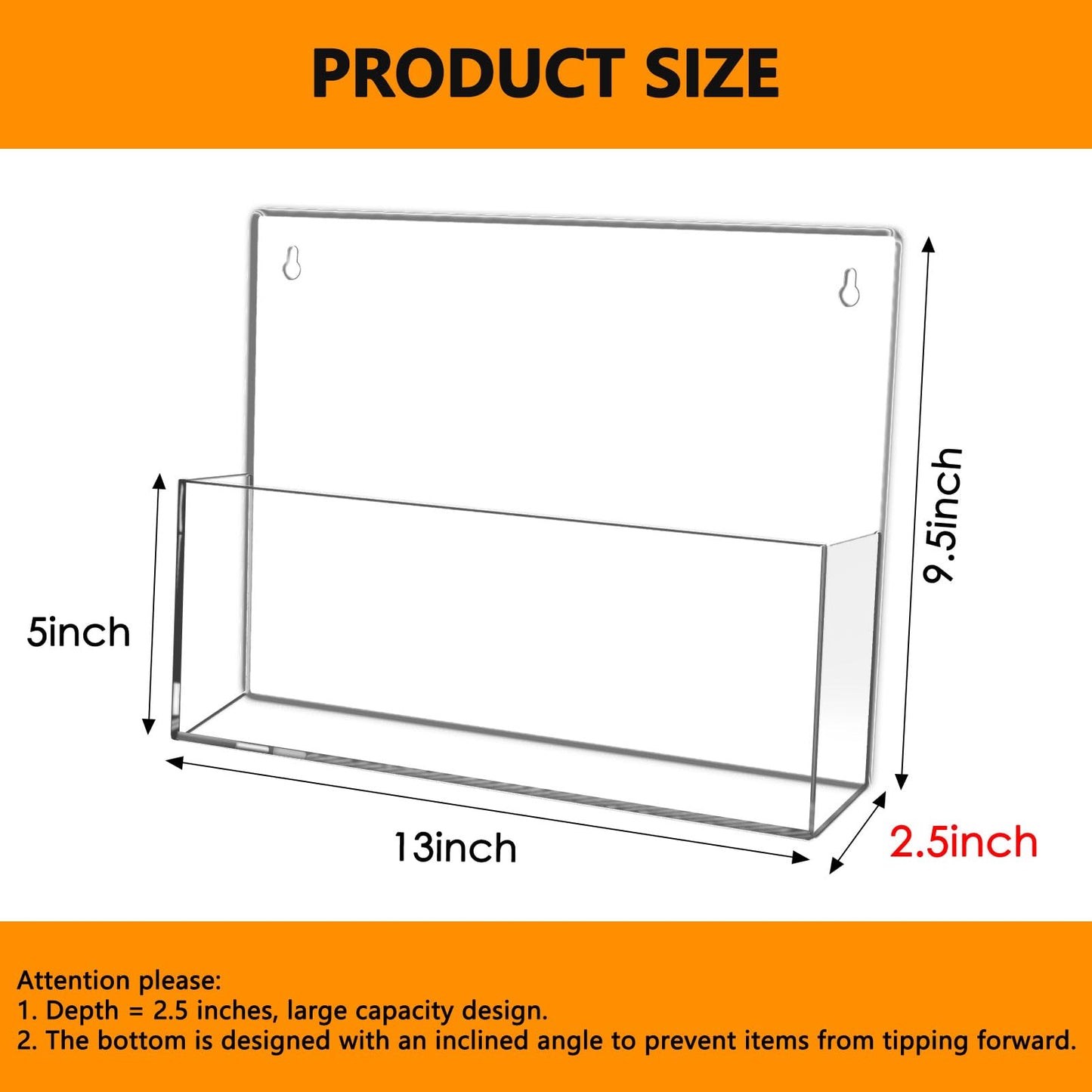 JUESHA 2 Pack Clear Acrylic File Holder Wall Mount Self Adhesive, Letter Size Hanging Paper Organizer, Wall Pocket File Holder Storage for Letter Folder Brochure Magazine Bookshelf Literature Display