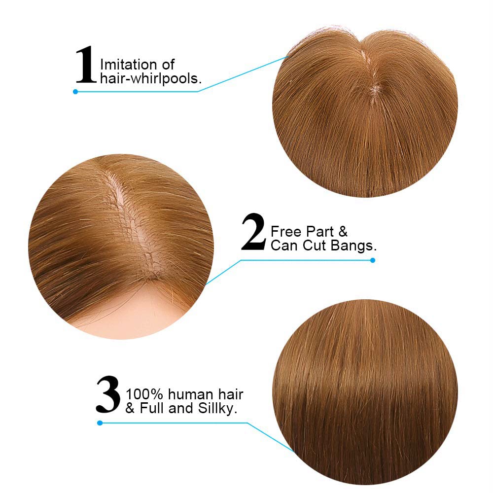 Mannequin Head with 100% Real Hair, TopDirect 18" Brown Real Hair Cosmetology Manikin Head Hairs Styling Hairdressing Practice Training Doll Heads with Clamp Holder and Tools