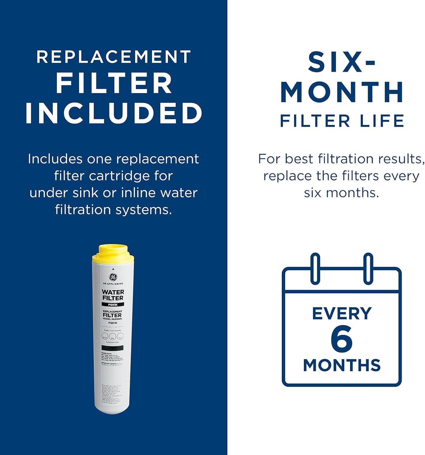GE Icemaker & Refrigerator System, Exterior Connection, Ice for Beverages, Reduce Chlorine Taste & Odor for Better Water, Replace Every 6 Months, GXRLQK