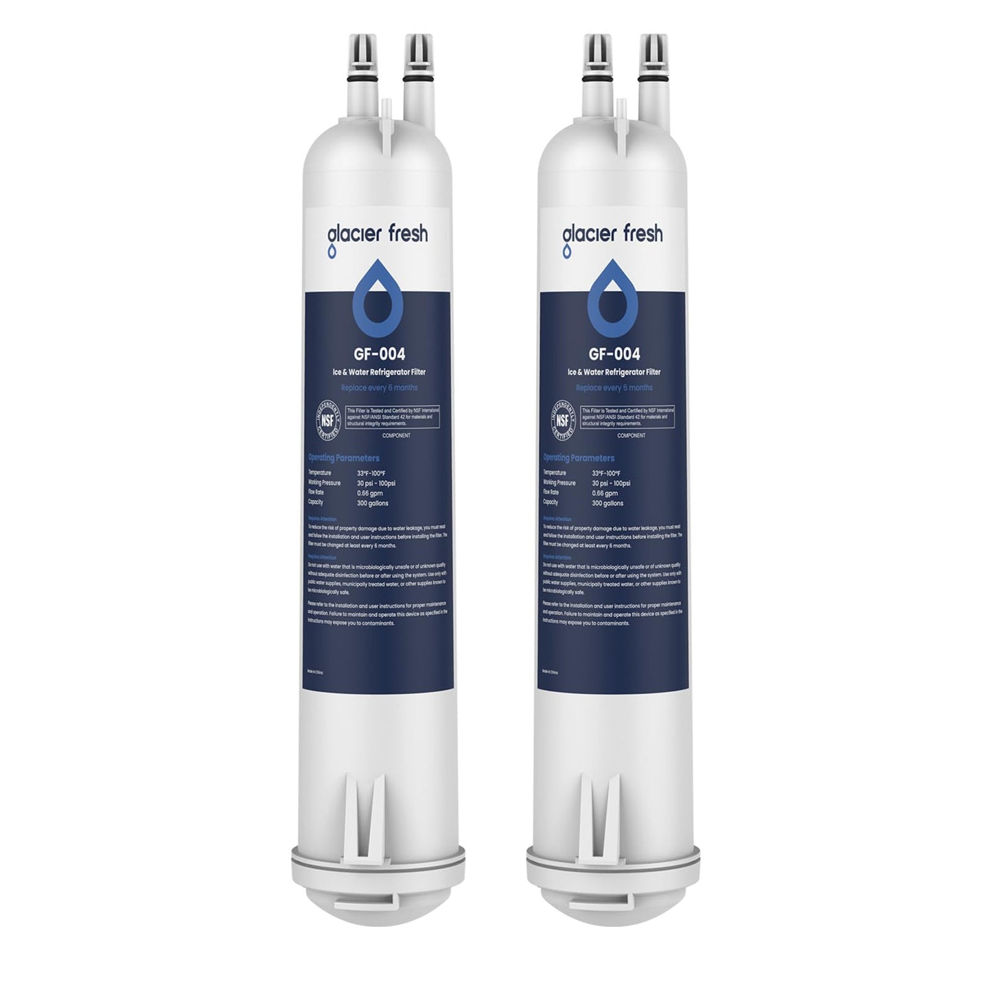 GLACIER FRESH EDR3RXD1 Refrigerator Water Filter, Compatible with 4396841, KAD3RXD1, WHR3RXD1, 4396841, 4396710, Filter 3, 46-9083,46-9030, 9030, 9083 Refrigerator Water Filter, 2 Pack