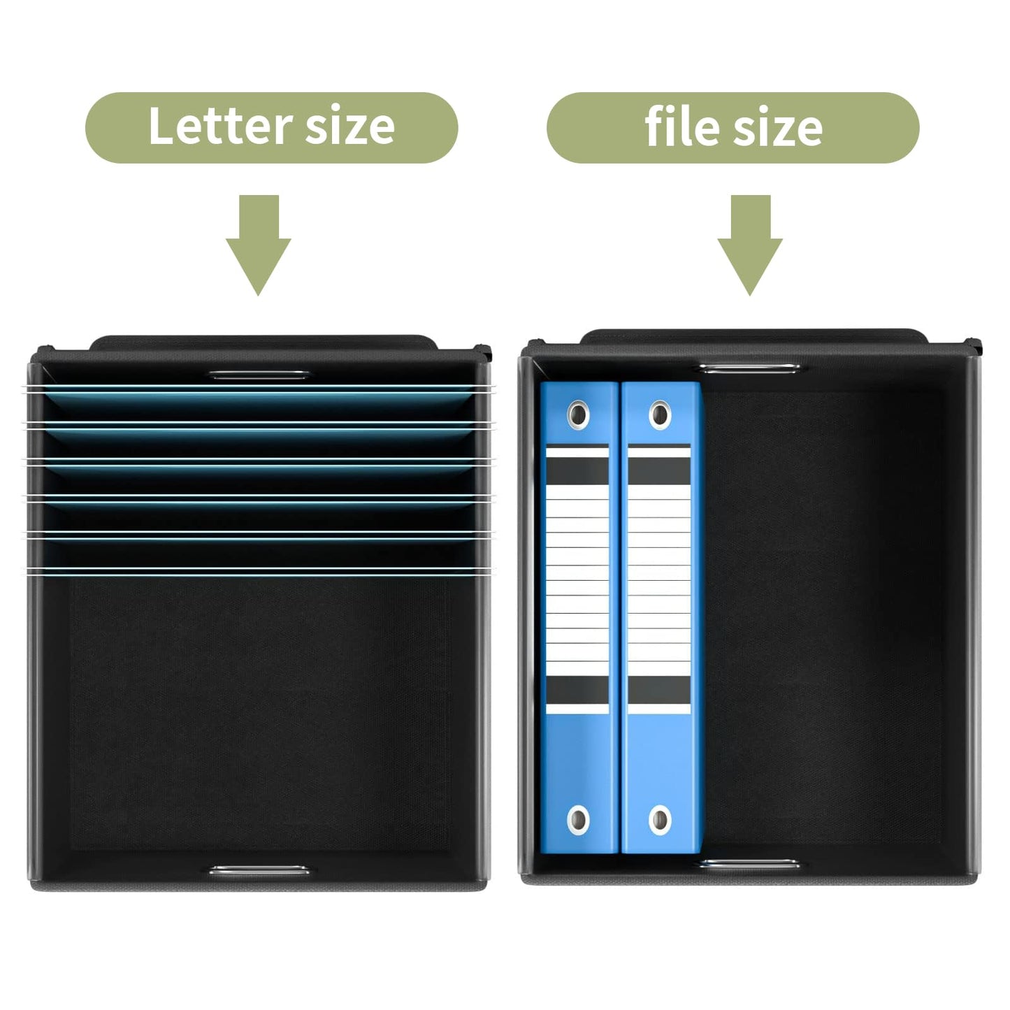 Huolewa File Organizer Boxes with Lids, Linen Hanging Filing & Storage Box with Plastic Slide for Office/Decor/Home, Universal Hanging Filing Organization Box for Letter/Legal Folder