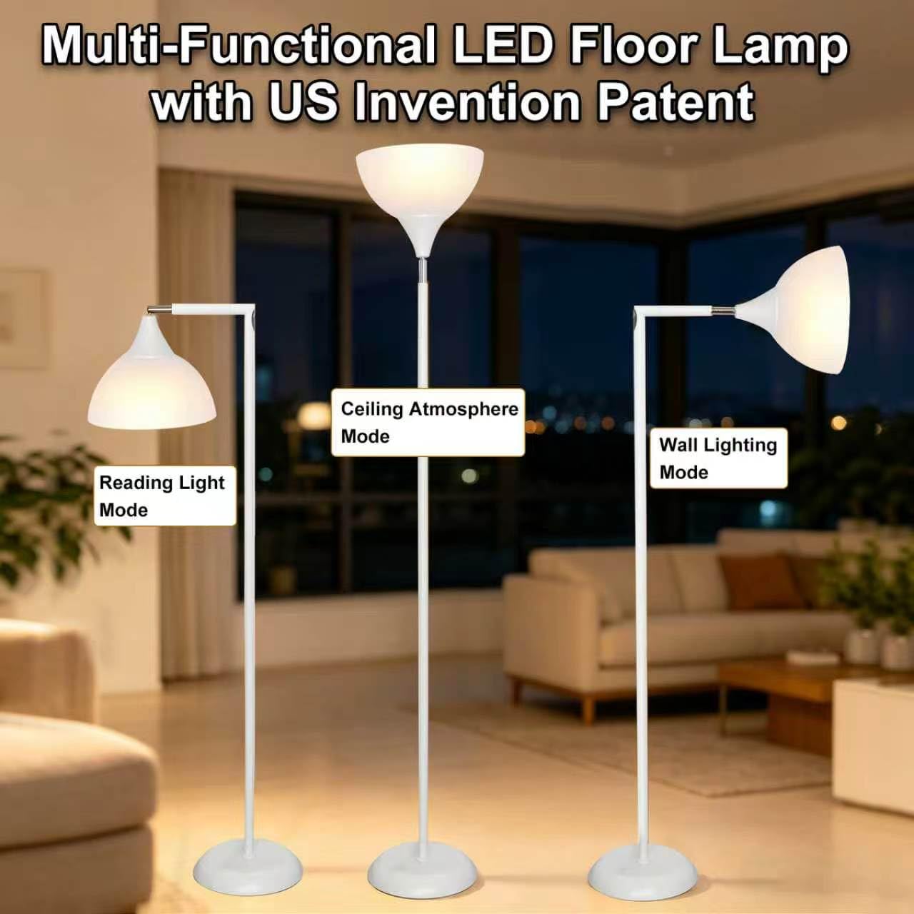 Anrotix Flexible 90-Degree Foldable Floor Lamp - Remote Control, Stepless Color Temp & Brightness, Space-Saving Adjustable Standing Light for Bedroom, Office, Living Room & Study White