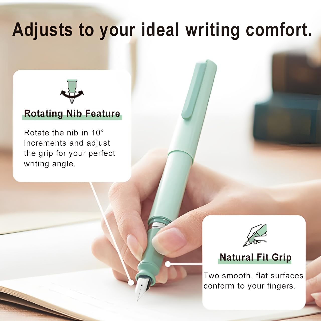 Sailor TUZU ADJUST Fountain Pen, Fine Nib (F), Rotating Nib Feature and Natural Fit Grip, Includes 2 Ink Cartridges (Black) and Converter, Perfect for Beginners and Seasoned Users, Black, 12-0541-220
