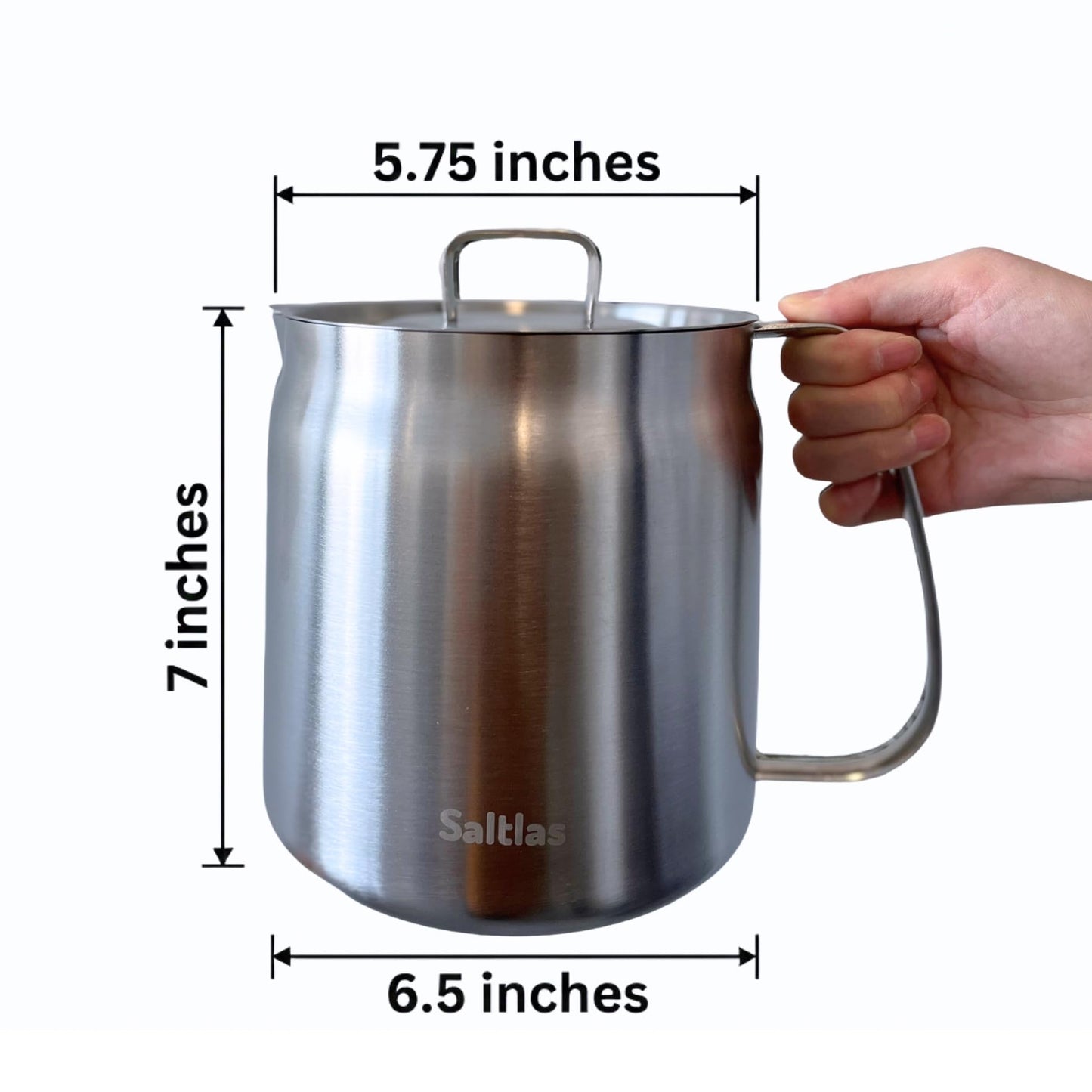 Saltlas Deep Fryer Pot with Basket and Oil Strainer, 304 Stainless Steel Deep Frying Pot for French Fries, Chicken, or Japanese Tempura, 3.5 L (3.7 qt)