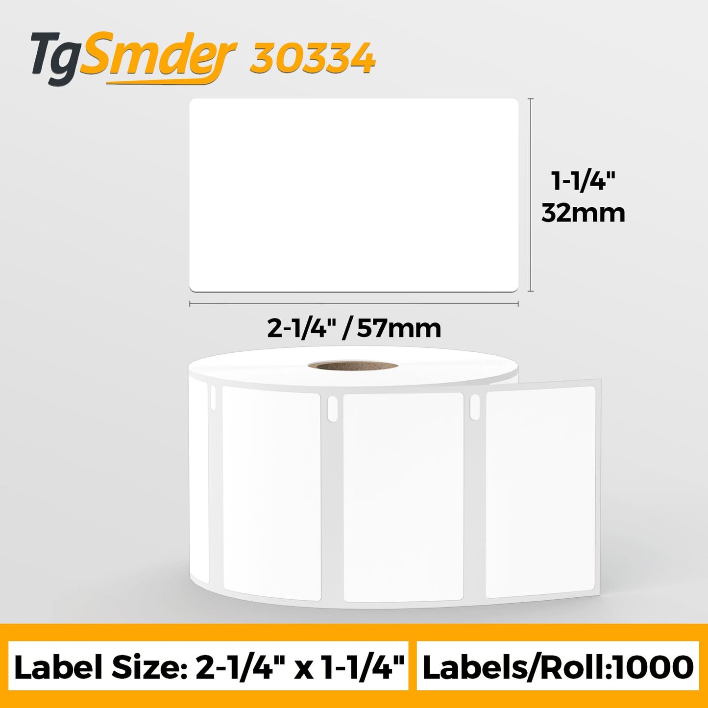 TgSmder-Compatible for Dymo 30334 - (2 1/4" x 1 1/4") Barcode Multipurpose Labels, Fits for Dymo Labelwriter 450, 450 Turbo, 4XL (Not for 550, 5XL) Strong Adhesive Thermal Labe（12Rolls/12000Labels）