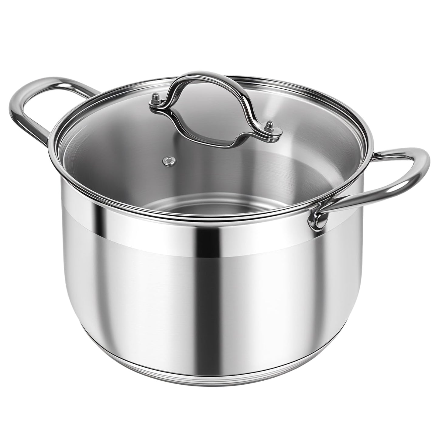 Kirecoo Stainless Steel Stock Pot - 12 Quart Heavy Duty Stock Cooking Pot with Visible Lid for Pasta, Soup, Spaghetti, Nonstick Thick Bottom Big Stockpot, Cookware for Canning, Boiling, Simmer