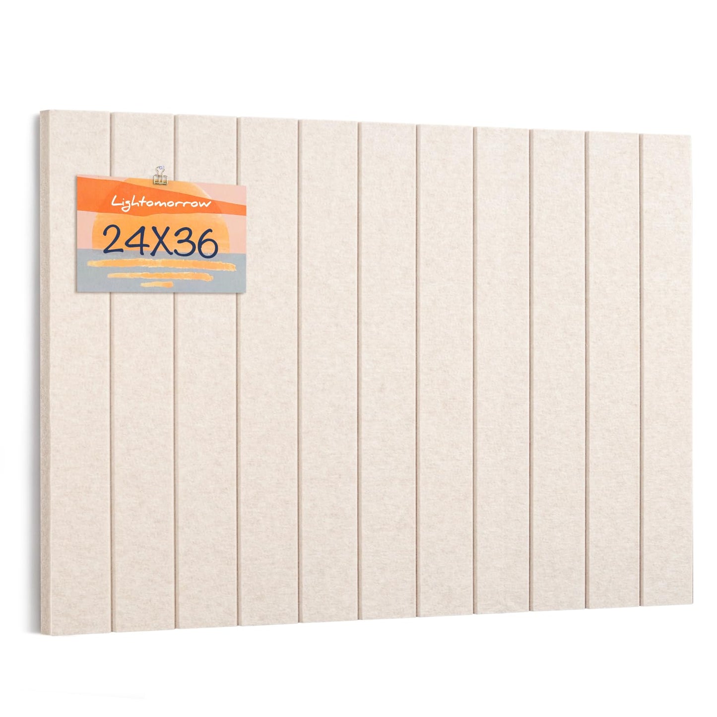 Lightomorrow Bulletin Board, 36 x 24 inches Cork Board Alternative for Wall, Felt Board Decorative Pin Board with 20 Pushpins - Oatmeal Stripes