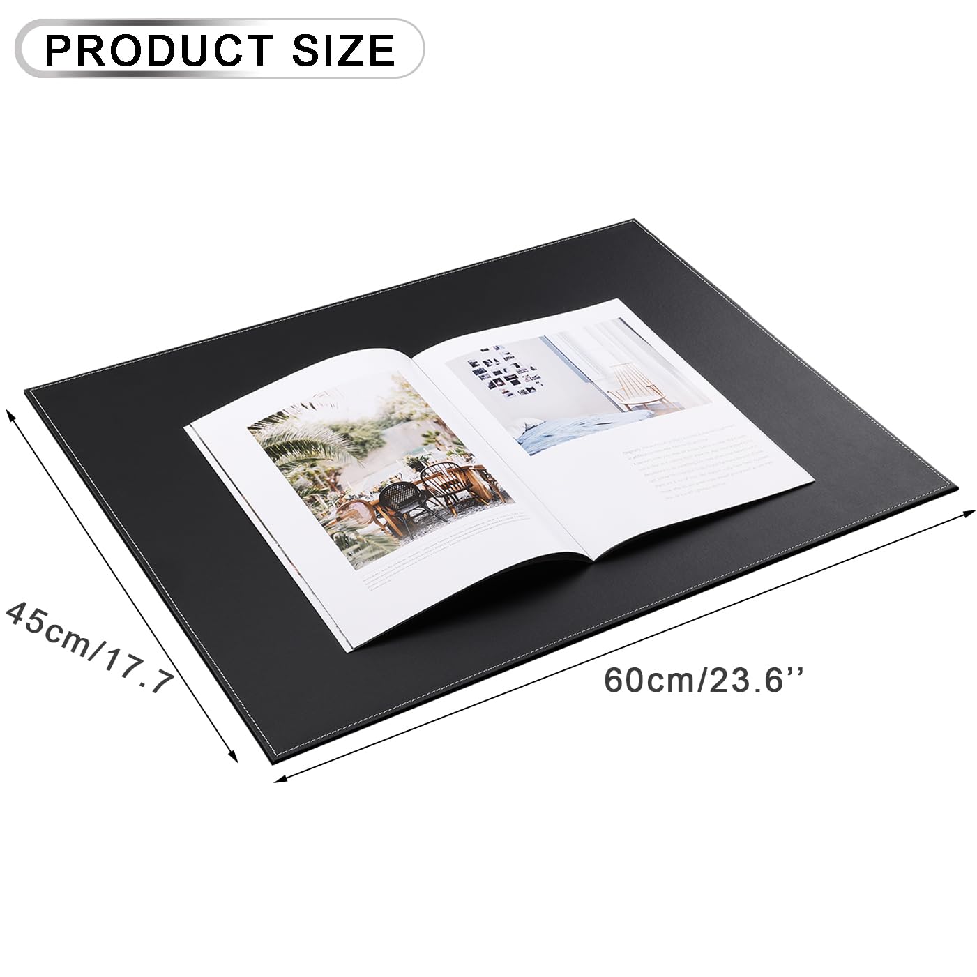 KINGFOM Desk Pad & Mat 24" x 18" Protector Large Mouse Pad PU Leather for Desktops and Laptops (Black)