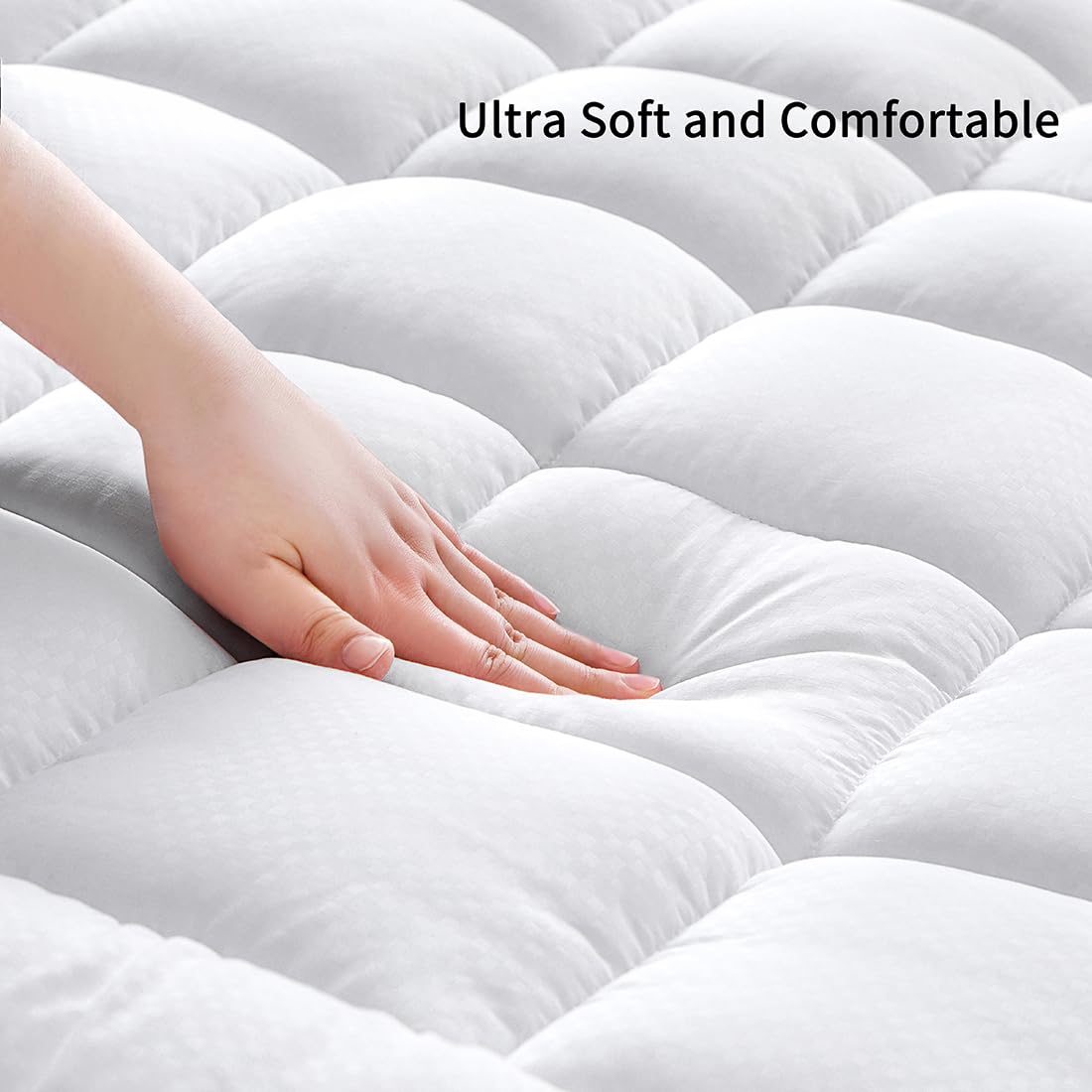 GERHOME Queen Size Quilted Fitted Mattress Pad Cover with Deep Pocket Fitted 8" - 21", Ultra Soft and Comfortable, Breathable (White, Queen)