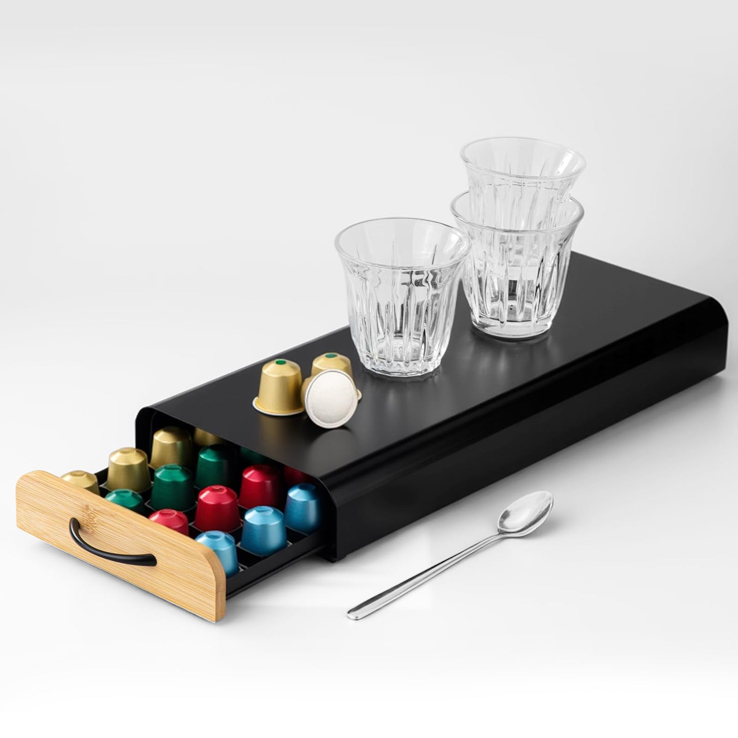 Coffee Pod Holder Drawer– serve for OriginalLine Capsules, Holds 40 Coffee Pods – Sleek Coffee Station Organizer with Anti-Slip Base