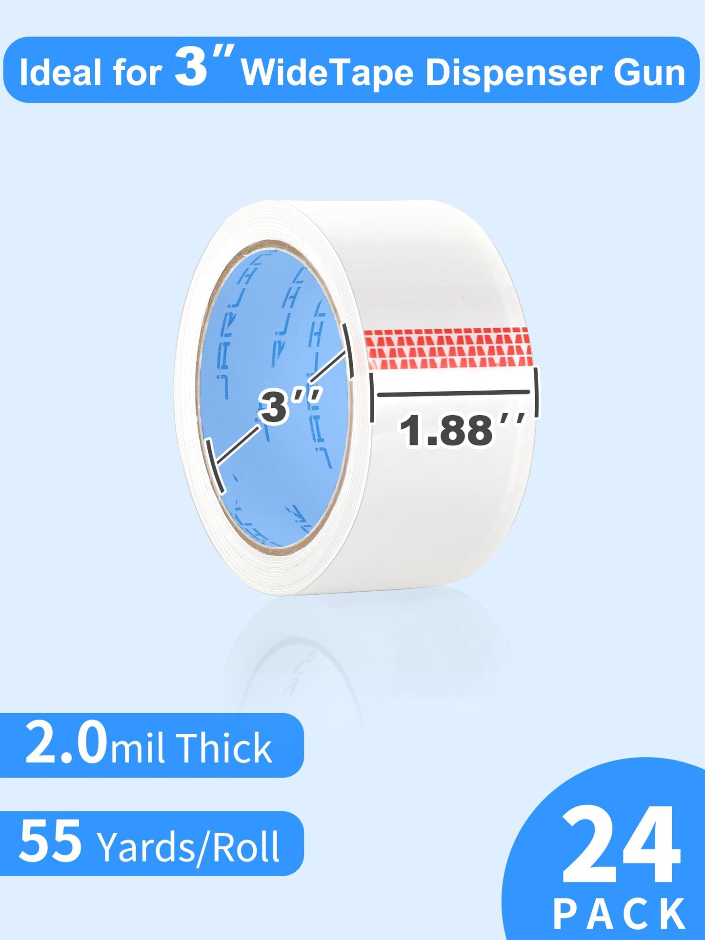 JARLINK Clear Packing Tape (24 Rolls), Heavy Duty Packaging Tape for Shipping Packaging Moving Sealing, 1.88 inches Wide, 55 Yards Per Roll, 1320 Total Yards