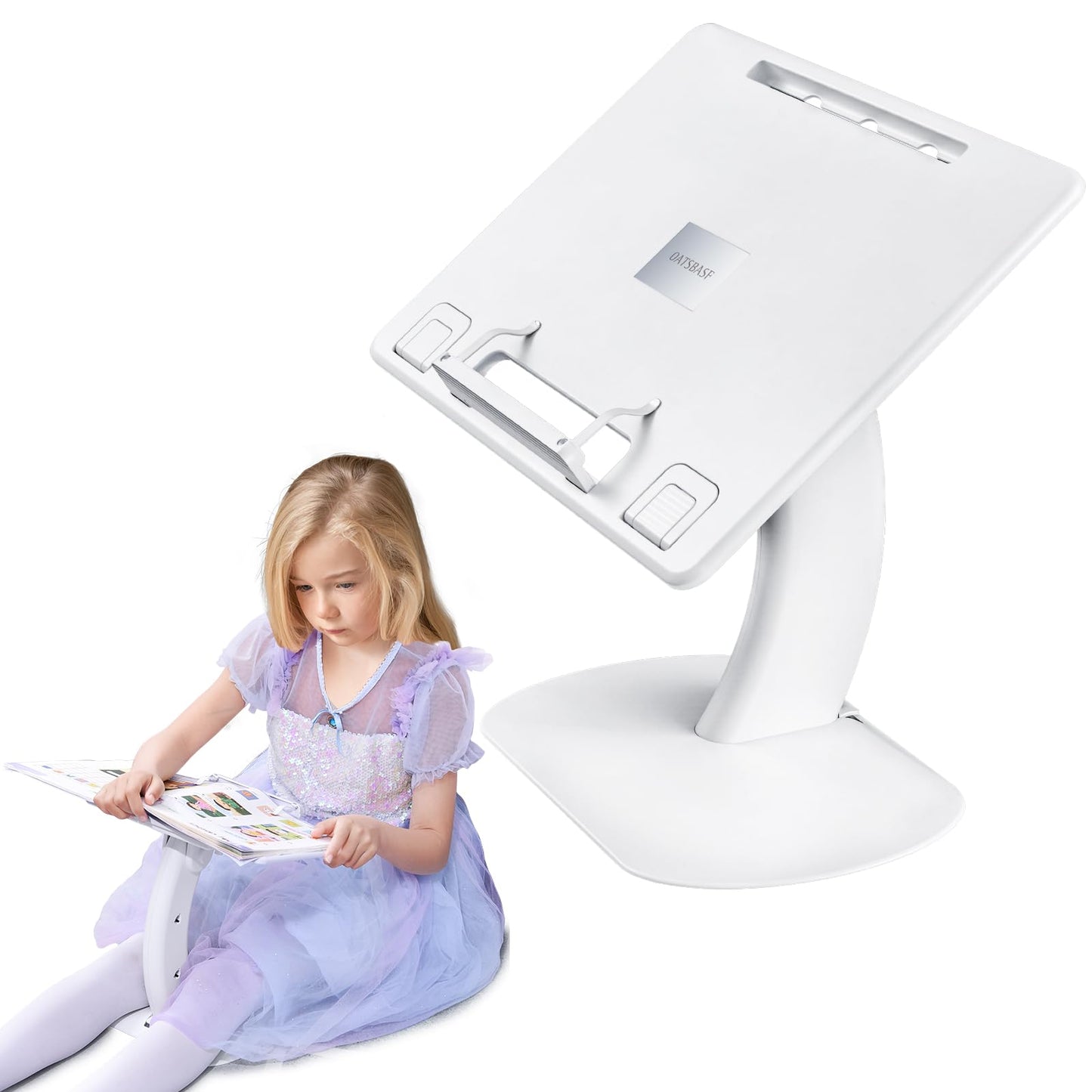 Bifine Book Stand with Book Page Holder Adjustable Book Holder for Kids, Home Office, and Travel - Ergonomic Book Stand for Reading in Bed, Couch, Desk