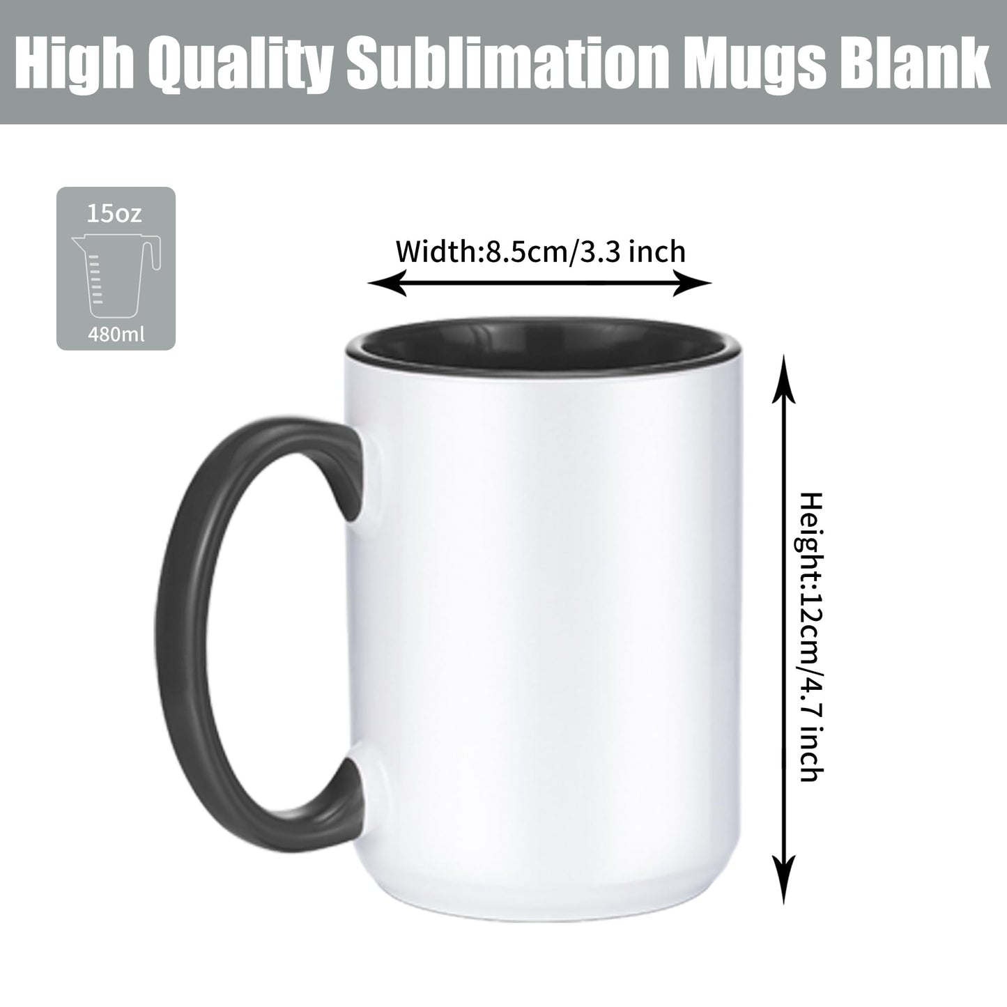 Sublimation Mugs 15 oz Set of 12 Bulk Coffee Mugs with Box Sublimation Blanks Tazas Para Sublimar Coffee Cups 6 White and 6 Black