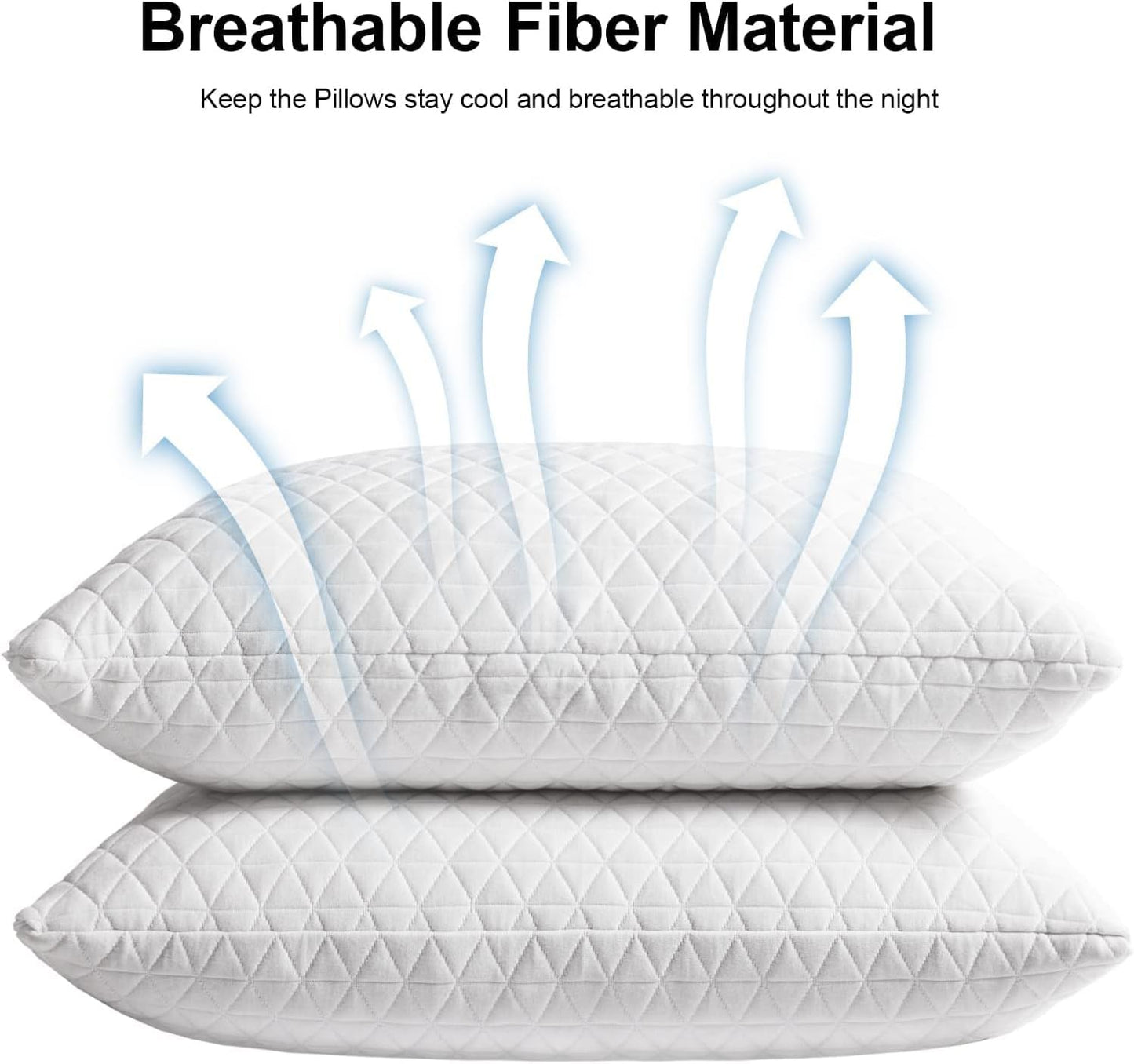 KEYOOHOME Shredded Memory Foam Pillows for Sleeping,Bed Pillows Queen Size Set of 2 Pack Cooling Adjustable,Good for Side and Back Sleeper with Washable Removable Cover