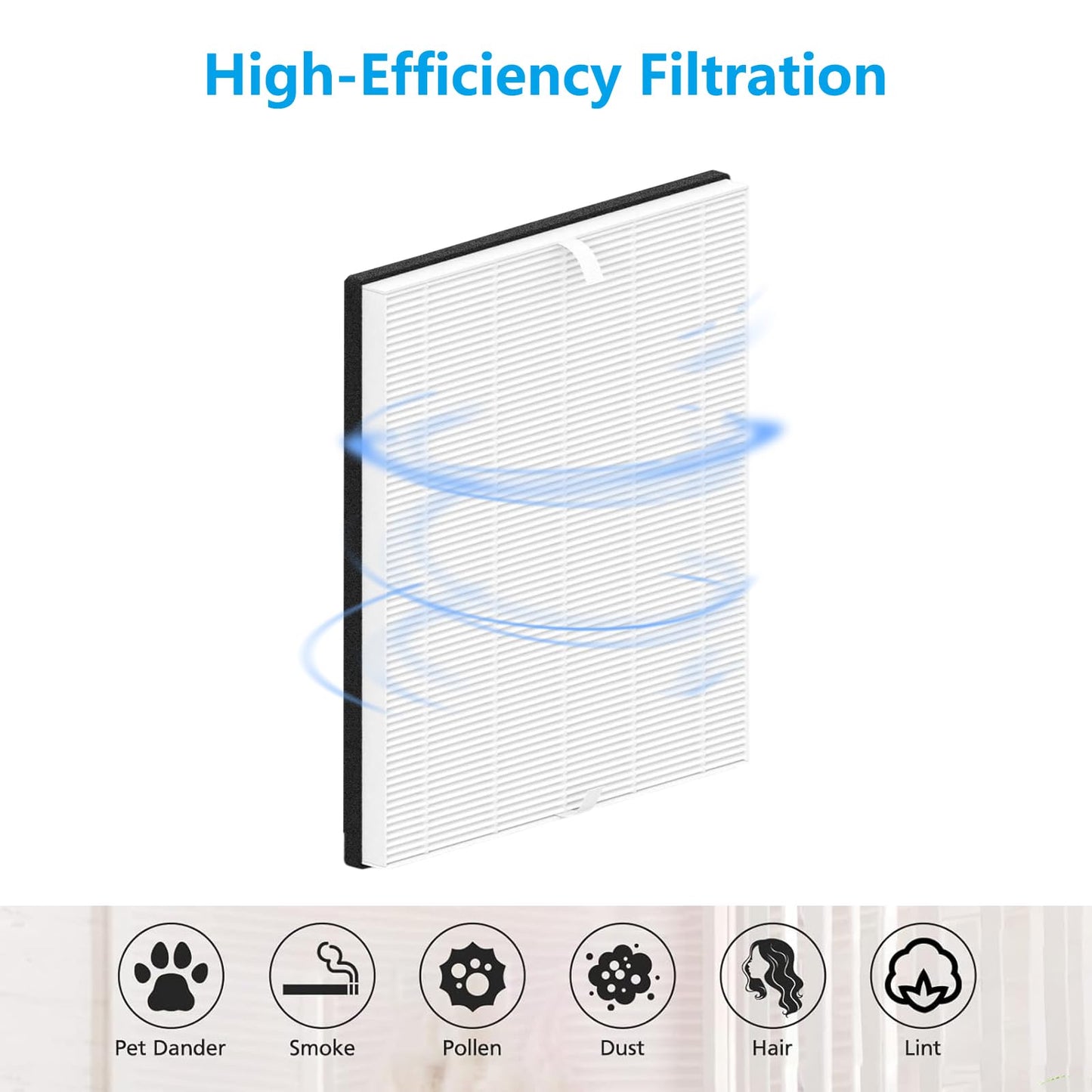 MD1-0043 Replacement Filter Compatible with Sharper Image PURIFY 3 Air Purifier Pre-Filter HEPA & Activated Carbon Filter for Bedroom Home Large Room, 2 Pack