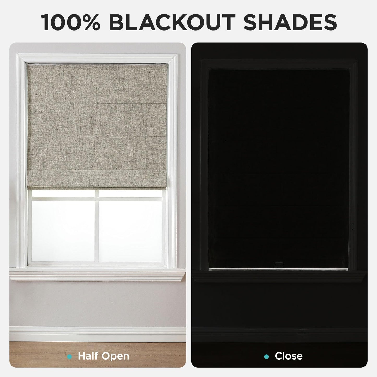 Joydeco Cordless Roman Shades, Linen Fabric Window Blinds, Thermal Insulated Blackout Blinds, Room Darkening Shades for Indoor Windows, Easy to Install, 35" W×75" H, Linen