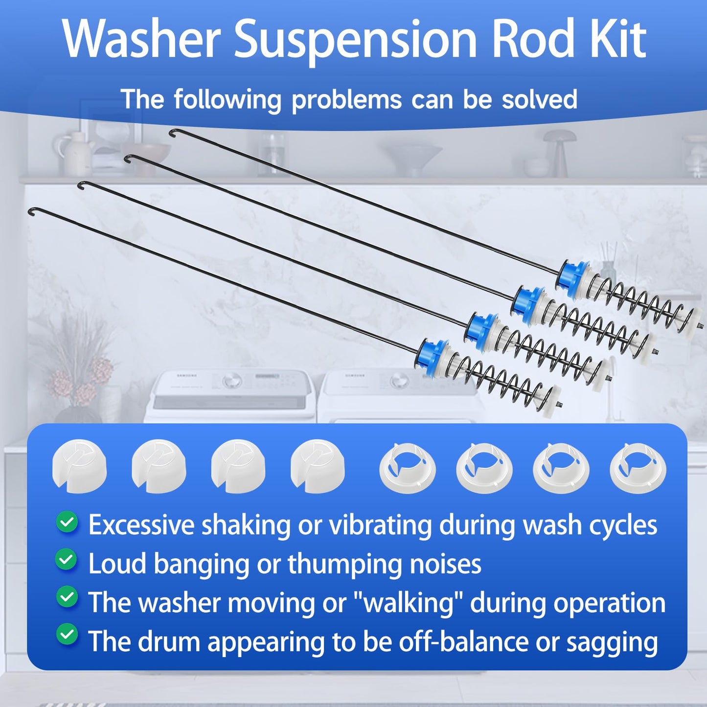 Upgraded WTW6600SW2 WTW6700TW1 WTW6400SW3 MVWB800VQ0 Washer Suspension Rods, Fit for Maytag Whirlpool Kenmore Washer MTW6300TQ1 WTW6200VW0 MVWB700VQ0 MTW6700TQ1 WTW6600SB3 WTW6200VW0 WTW6300SB1