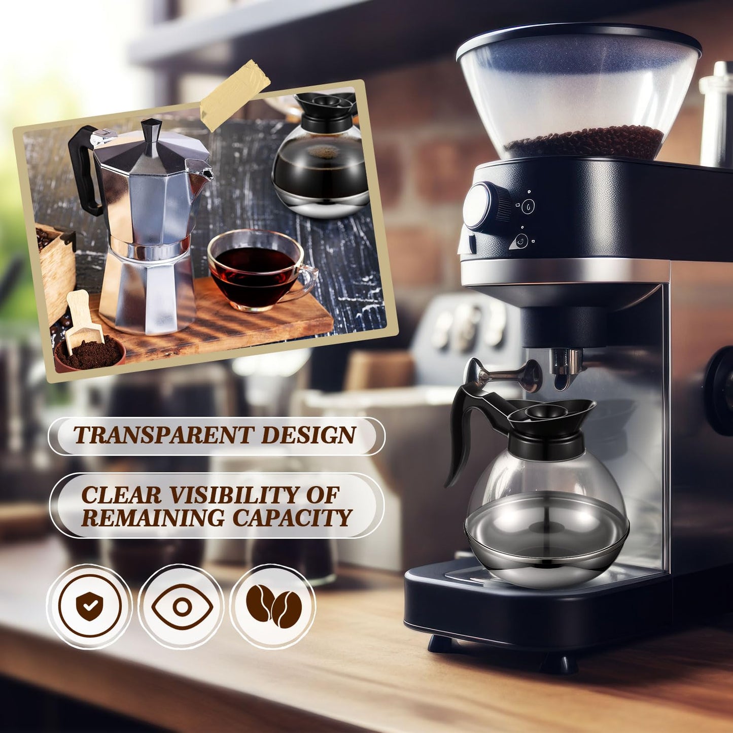 Ferrochef 2 Pcs Plastic Coffee Decanter 64oz Large Capacity Stainless Steel with Polycarbonate Body, Comfortable Handle for Home Office Coffee Shop