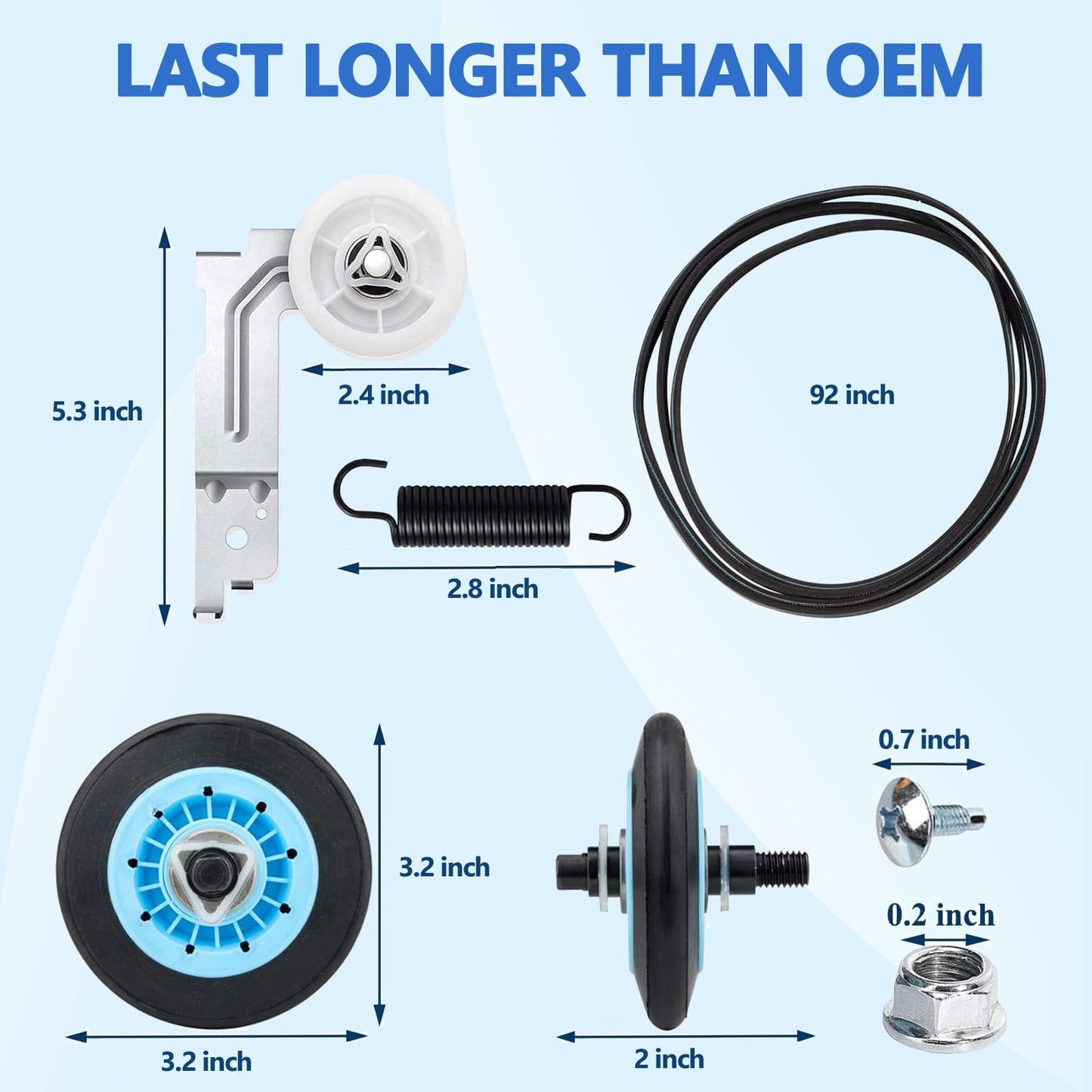 【Upgraded】Dryer Roller Replacement Part for Samsung DV42H5000EWA3 DV45H7000EWA2 DV48H7400EWA2 DV42H5200EPA3 DV40J3000EWA2, DC97-16782A Dryer Roller DC93-00634A Idler Pulley 6602-001655 Dryer Belt Kit